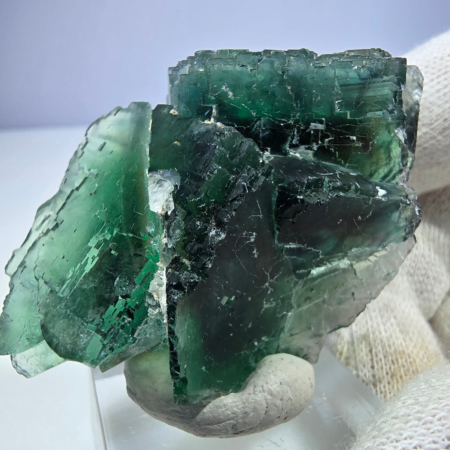 Phantom Fluorit Würfel Stufe, parkettiert grün braun Okorusu, Namibia 55*40*25mm