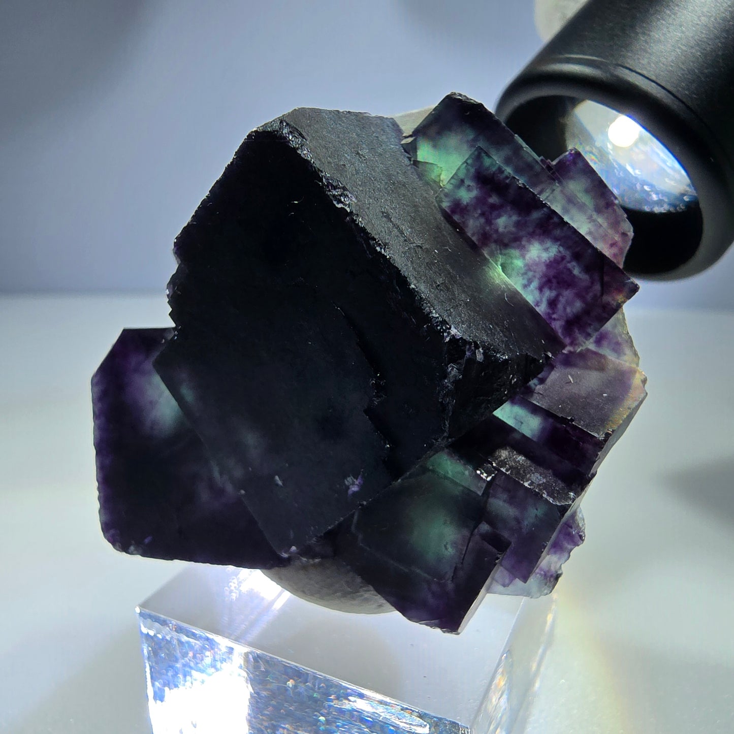 Seltene Phantom Fluorit Würfel Stufe zonal grün lila Okorusu, Namibia 51*46*28mm