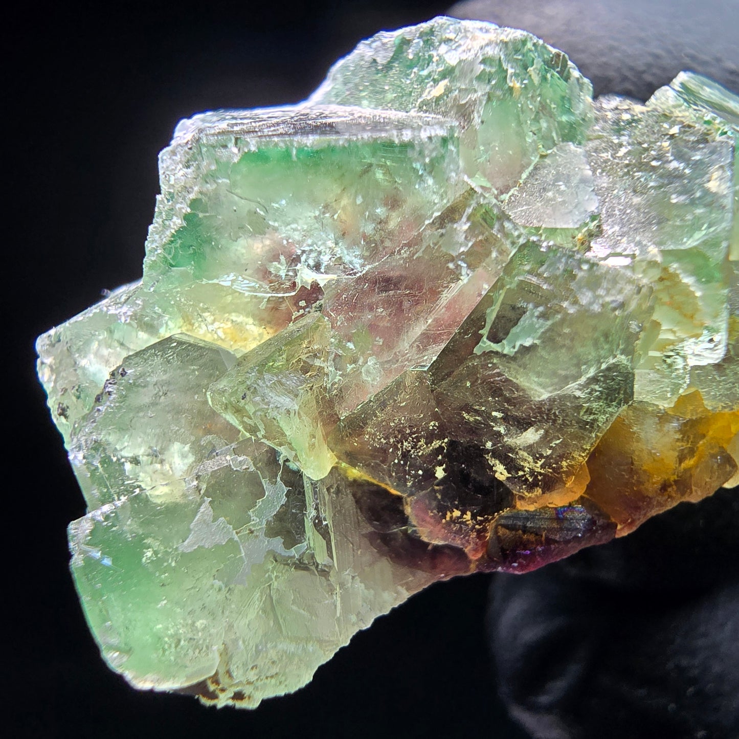 Phantom Fluorit Würfel Stufe grün lila Okorusu, Namibia 44*24*17mm Sammlung