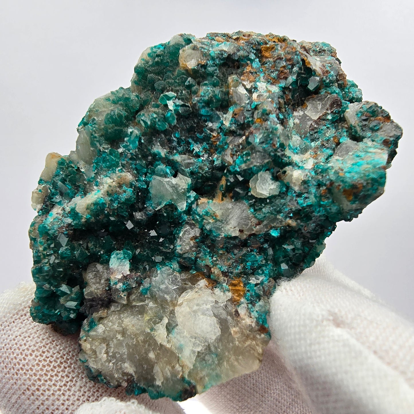 Seltene Dioptas auf Quarz Stufe Kaokoveld, Namibia 62*39*26mm Mineraliensammlung