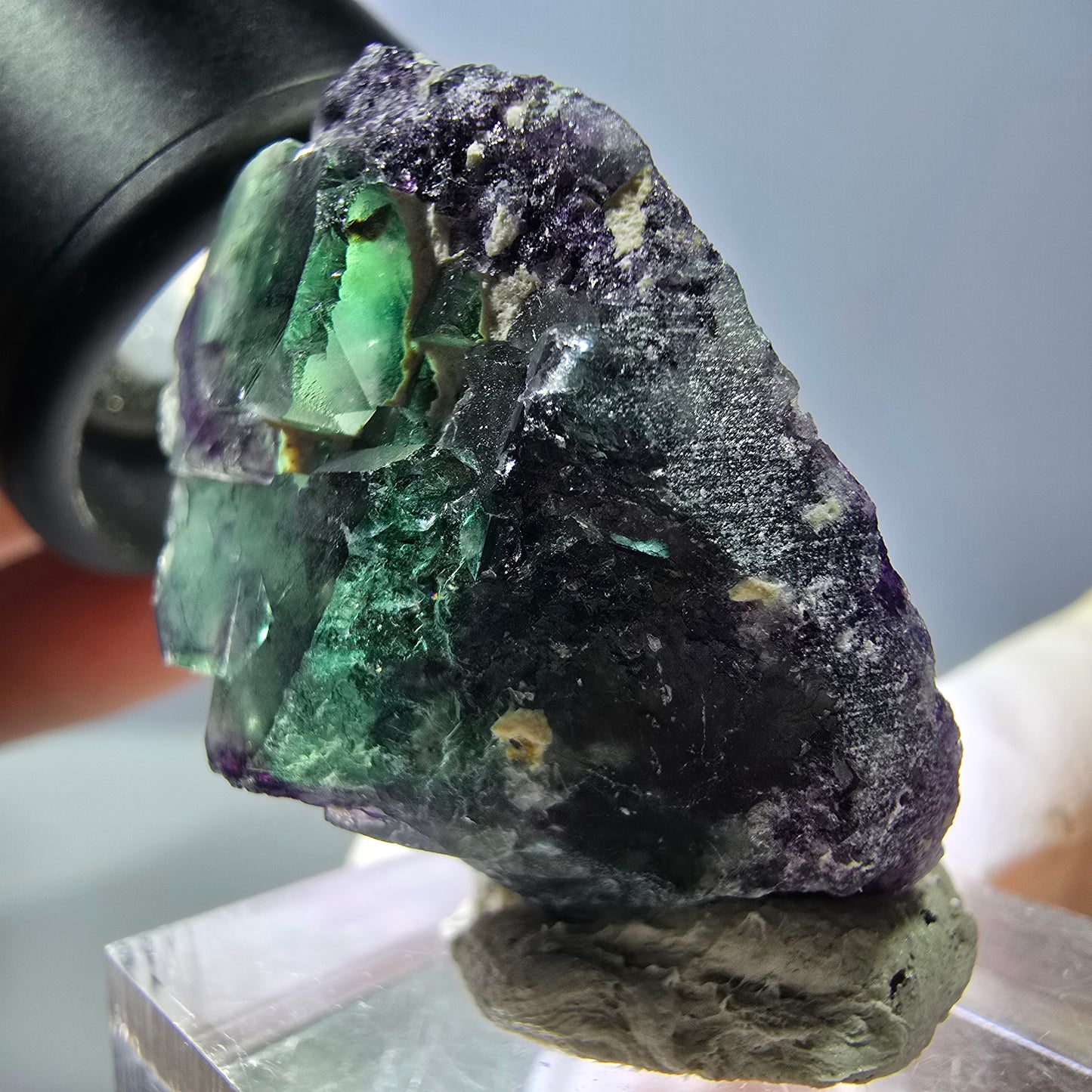 Phantom Fluorit Würfel Stufe, grün lila Okorusu, Namibia 34*24*17mm