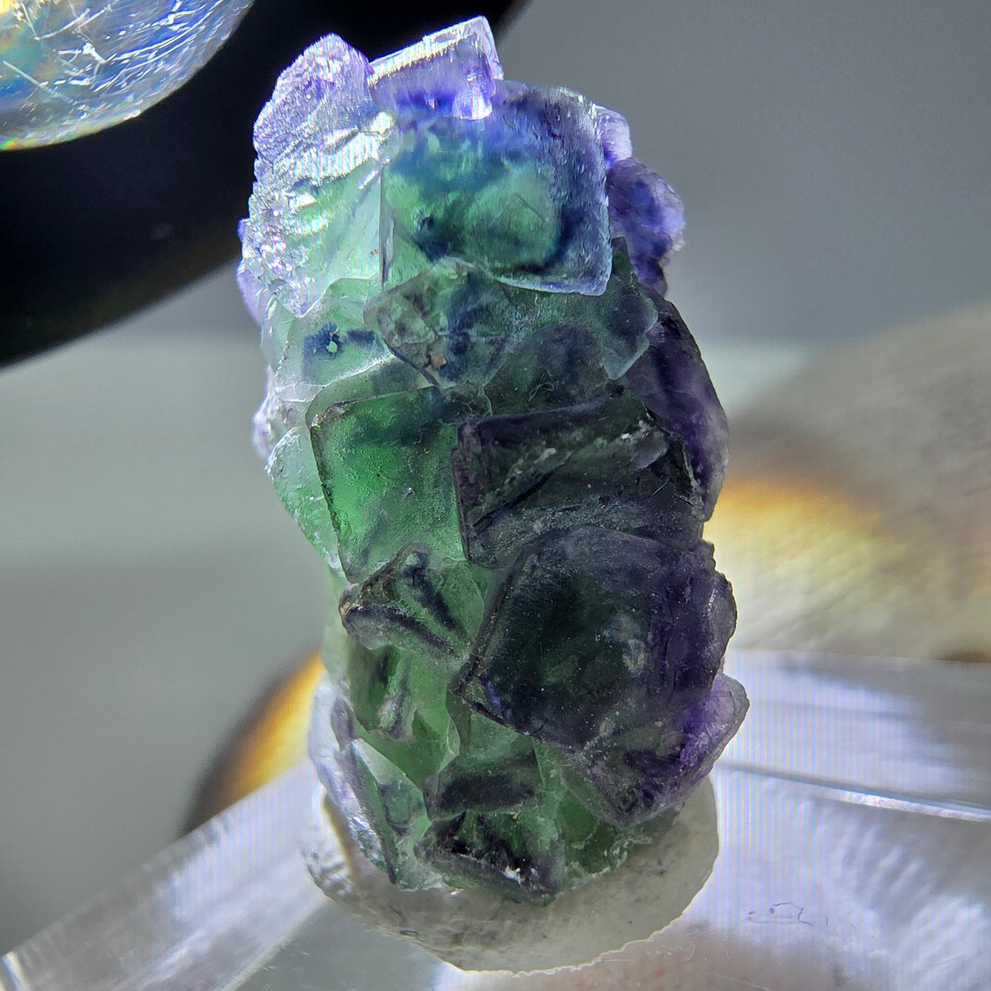 Cube de fluorite fantôme, spécimen de tourmaline scholle muscovite, Erongo, Namibie, 23 x 14 x 13 mm