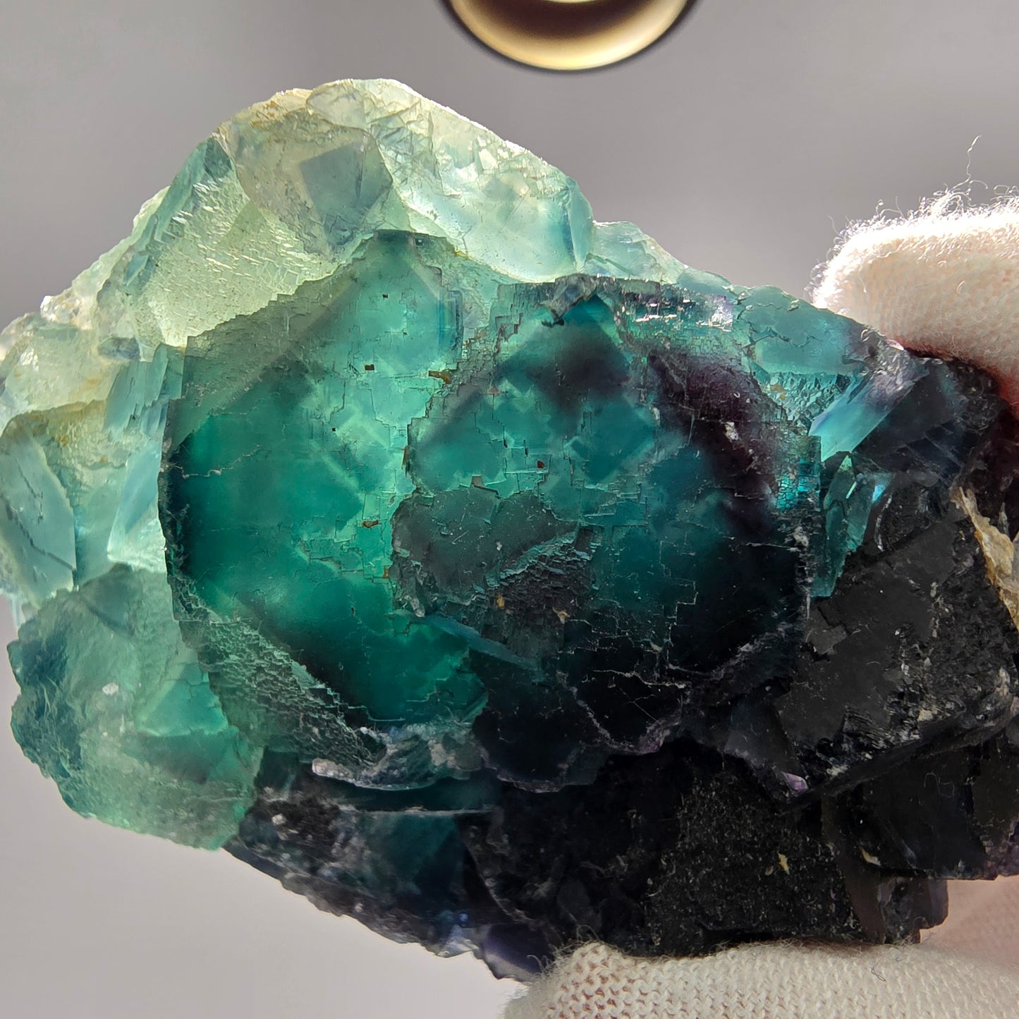 Seltene Phantom Fluorit Würfel Stufe grün lila zonar Okorusu, Namibia 76*44*23mm