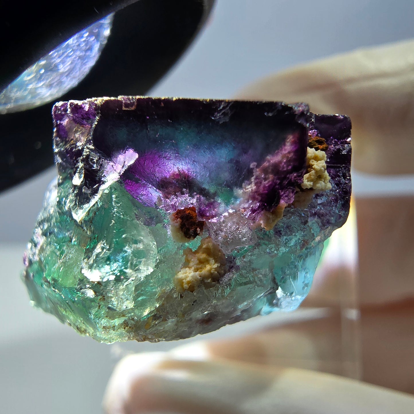 Phantom Fluorit Würfel Stufe, parkettiert grün lila Okorusu, Namibia 30*28*16mm