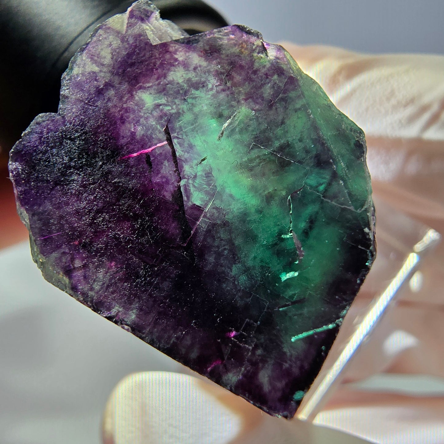 Phantom Fluorit Würfel parkettiert, grün lila Okorusu, Namibia 25*23*20mm