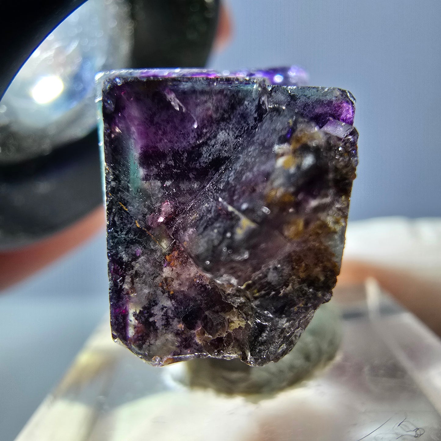 Phantom Fluorit Würfel Stufe, grün lila Okorusu, Namibia 32*22*15mm