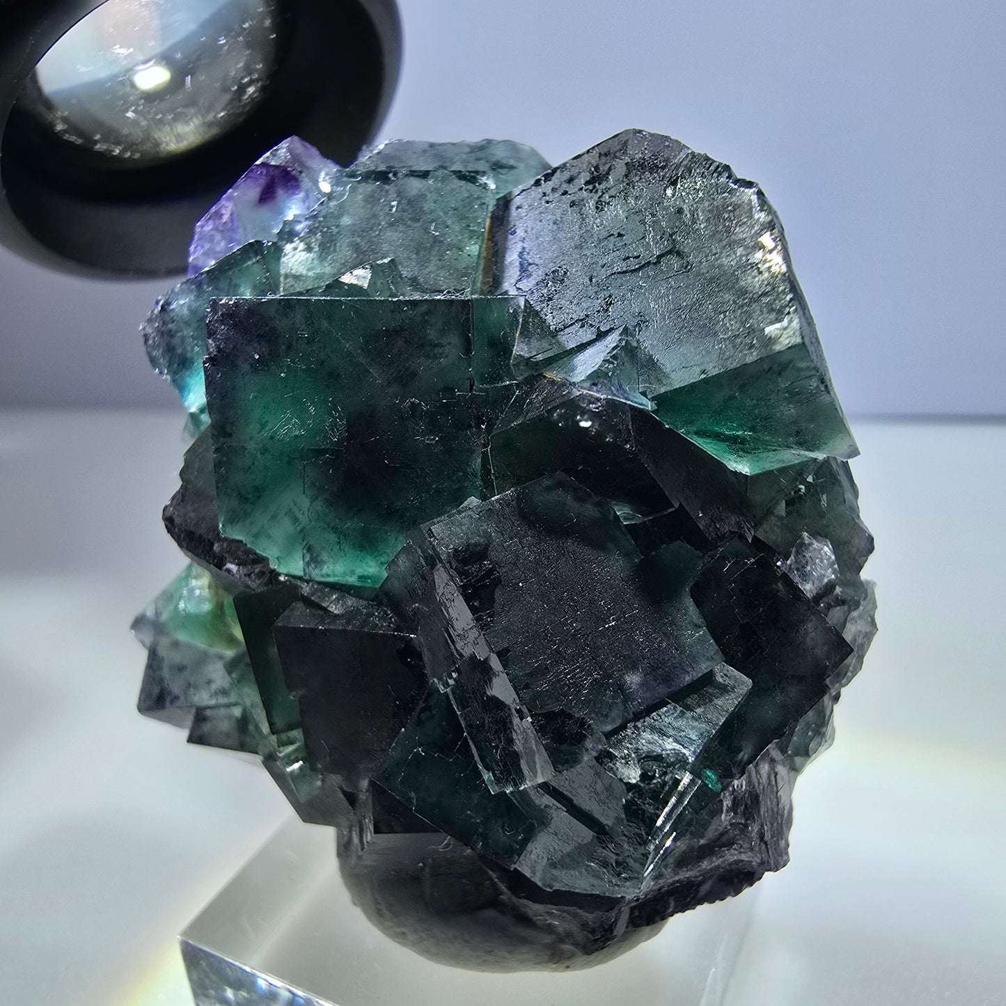 Seltene Phantom Fluorit Würfel Stufe zonal grün lila Okorusu, Namibia 50*46*26mm