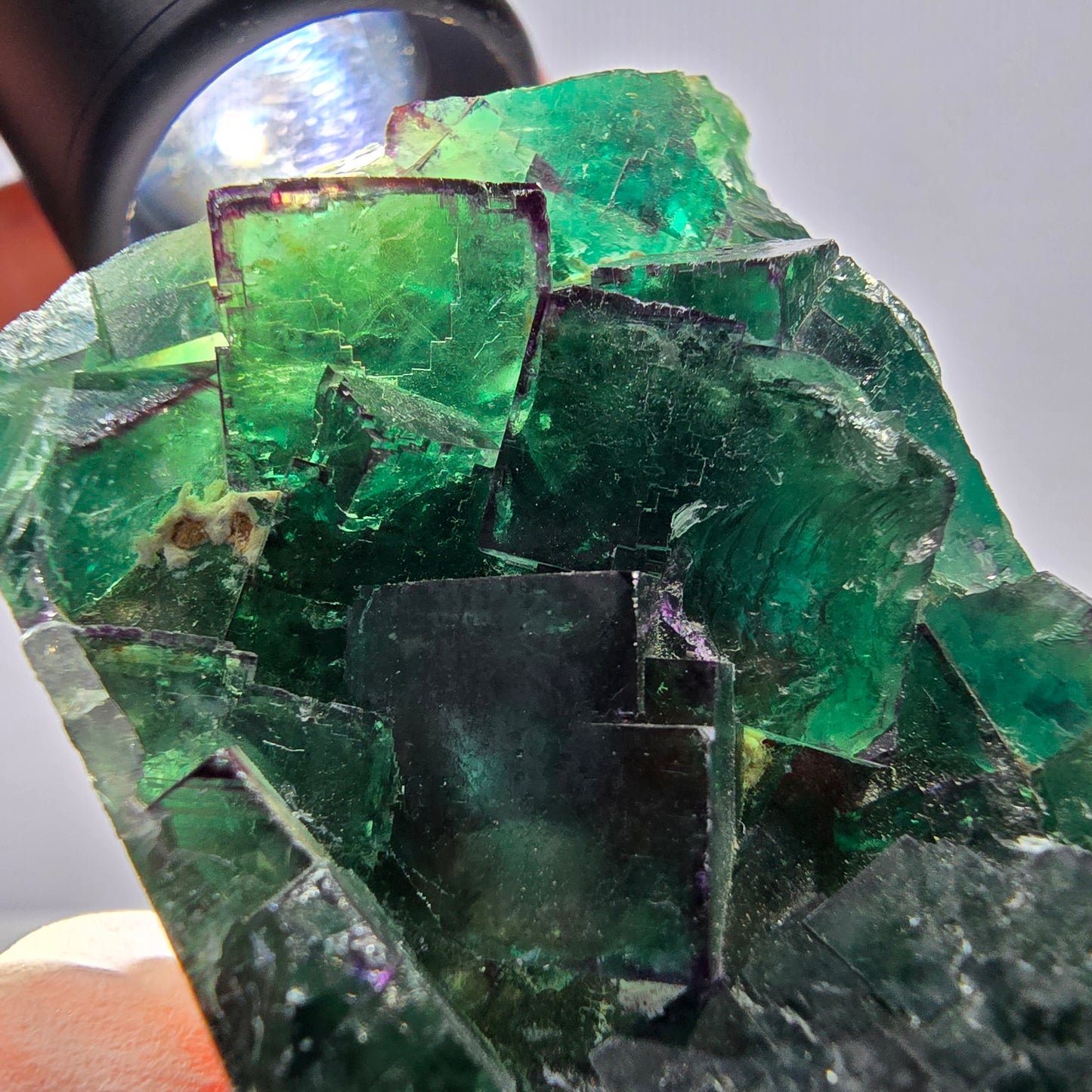 Cube de fluorite fantôme vert étagé, Okorusu, Namibie, 80 x 36 x 20 mm