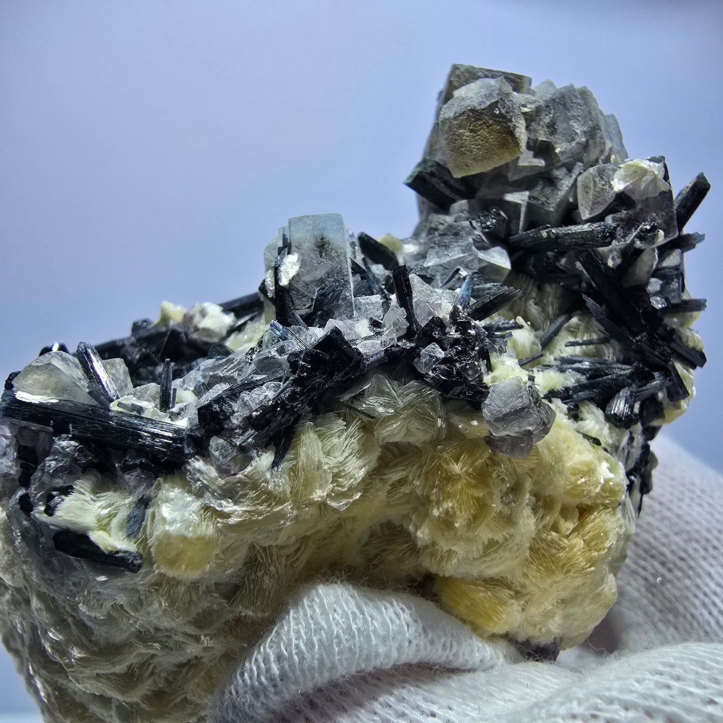 Colorful Phantom Fluorite Cubes Schorl Tourmaline Muscovite Erongo, Namibia 95*71*57mm