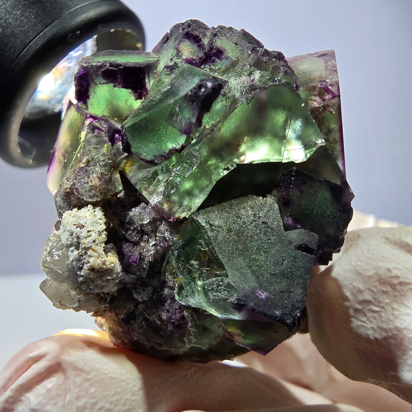 Spécimen de cube de fluorite fantôme, parqueté, zonal Okorusu, Namibie 54 x 39 x 38 mm