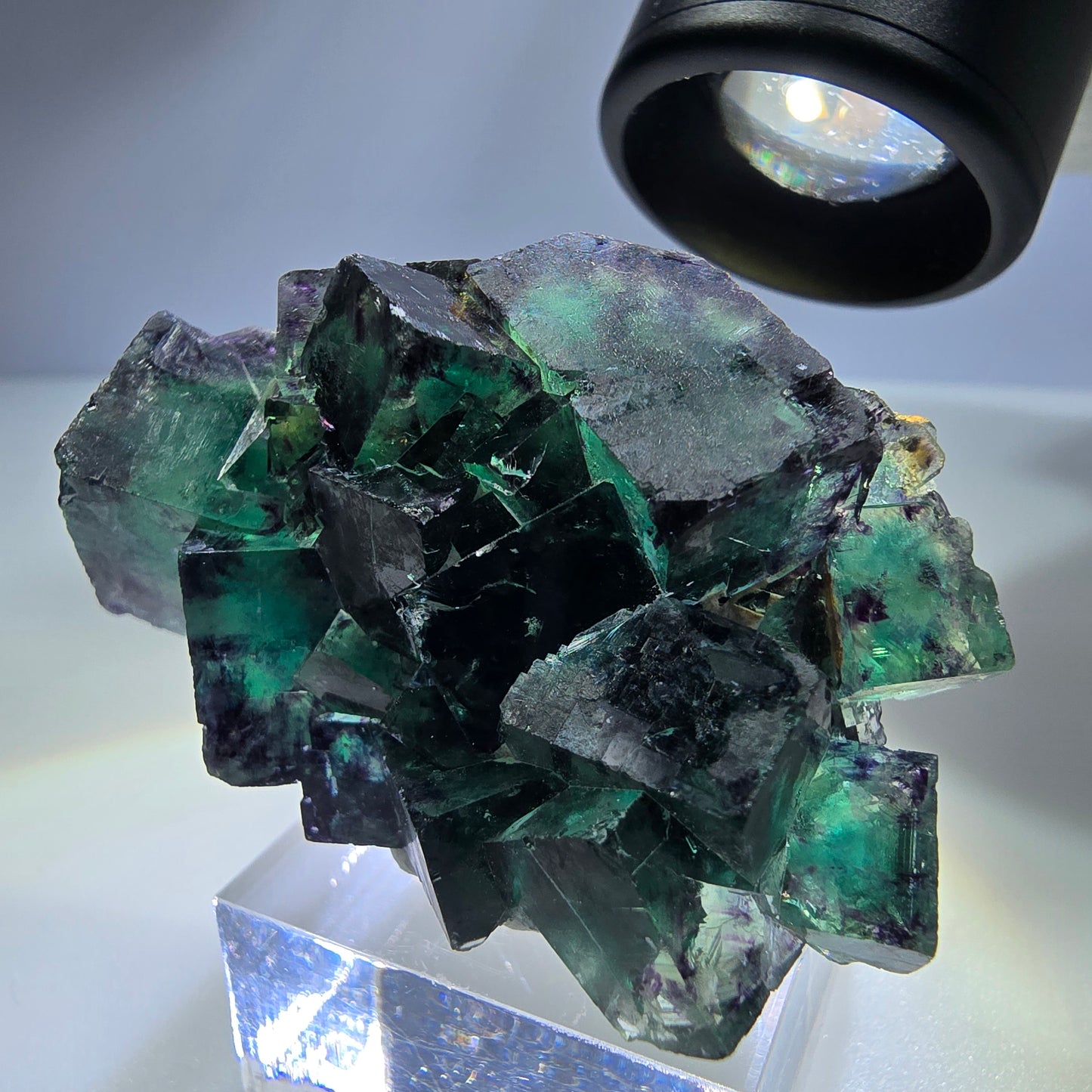 Seltene Phantom Fluorit Würfel Stufe zonal grün lila Okorusu, Namibia 49*34*29mm