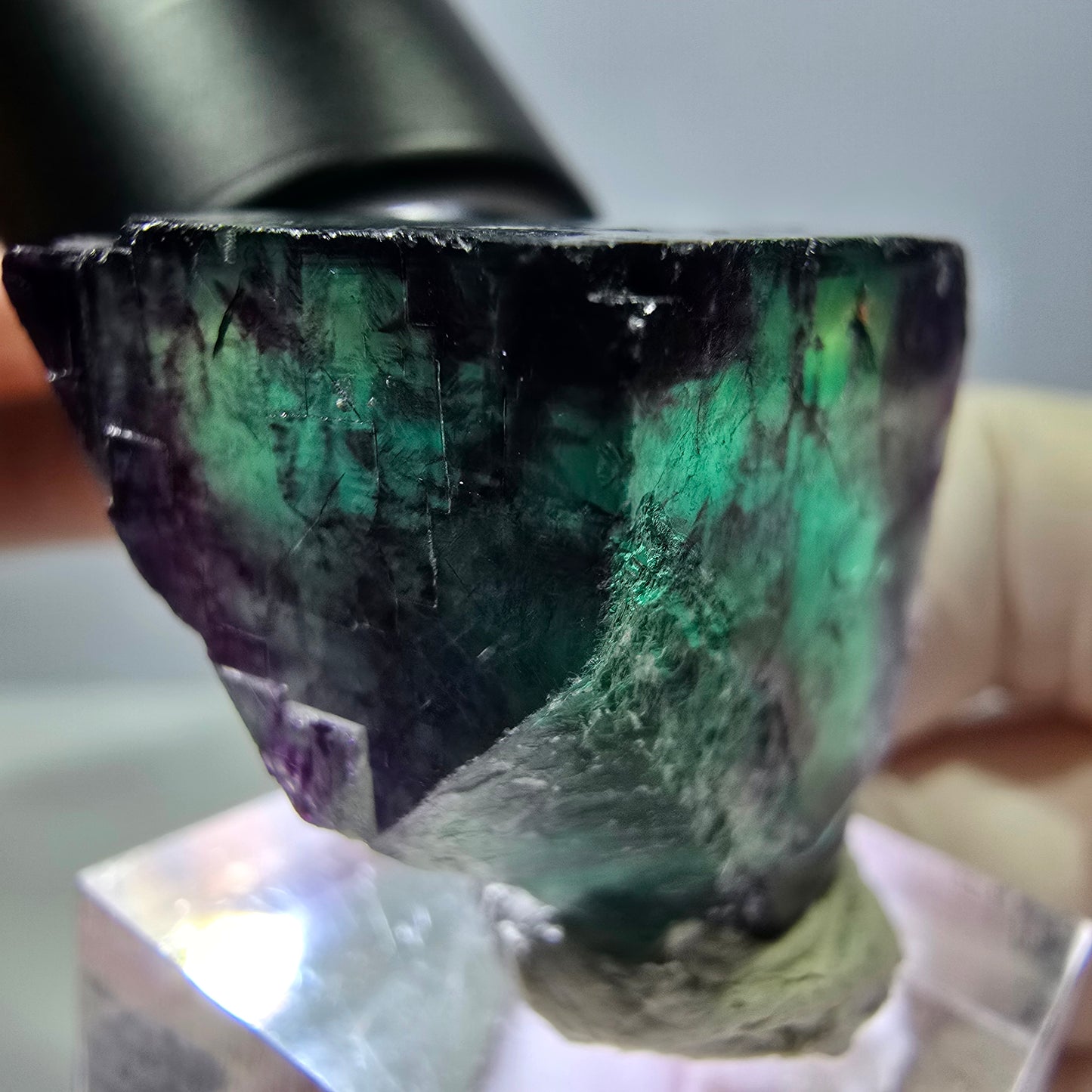 Phantom Fluorit Würfel Stufe, parkettiert grün lila Okorusu, Namibia 29*27*25mm
