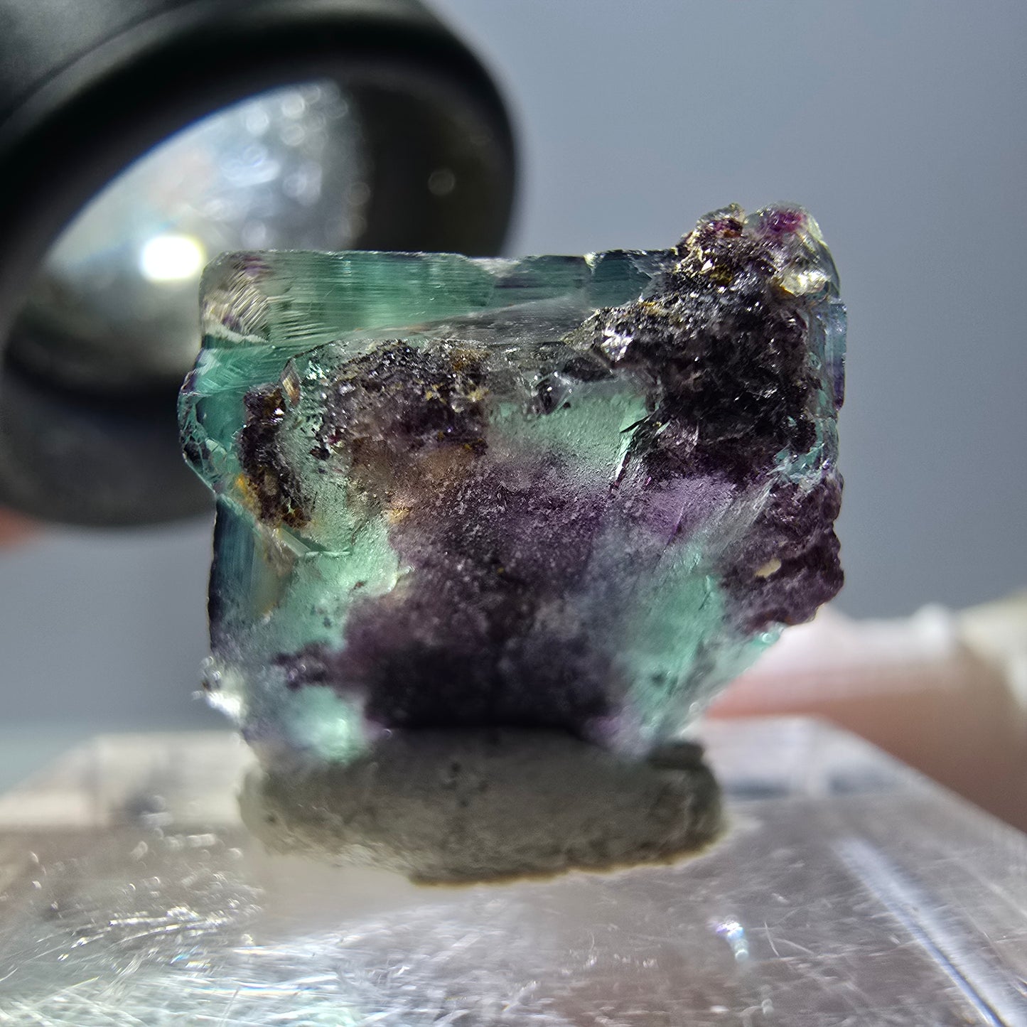 Phantom Fluorit Würfel Stufe, grün lila Okorusu, Namibia 16*14*14mm