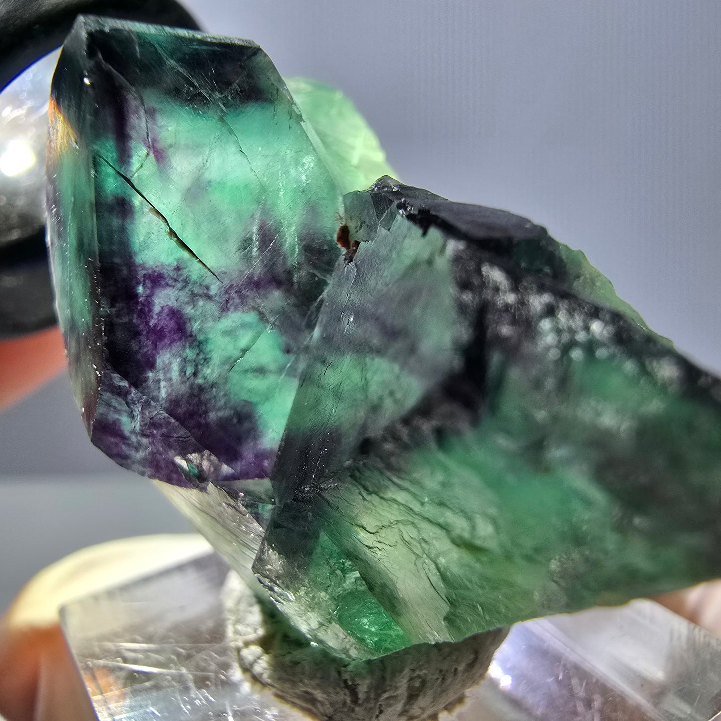Phantom Fluorit Würfel Stufe, grün lila Okorusu, Namibia 34*32*20mm