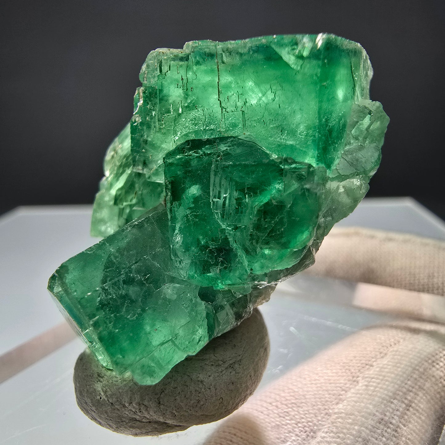 Klare Phantom Fluorit Würfel Stufe grün Okorusu, Namibia 40*36*20mm Sammlung