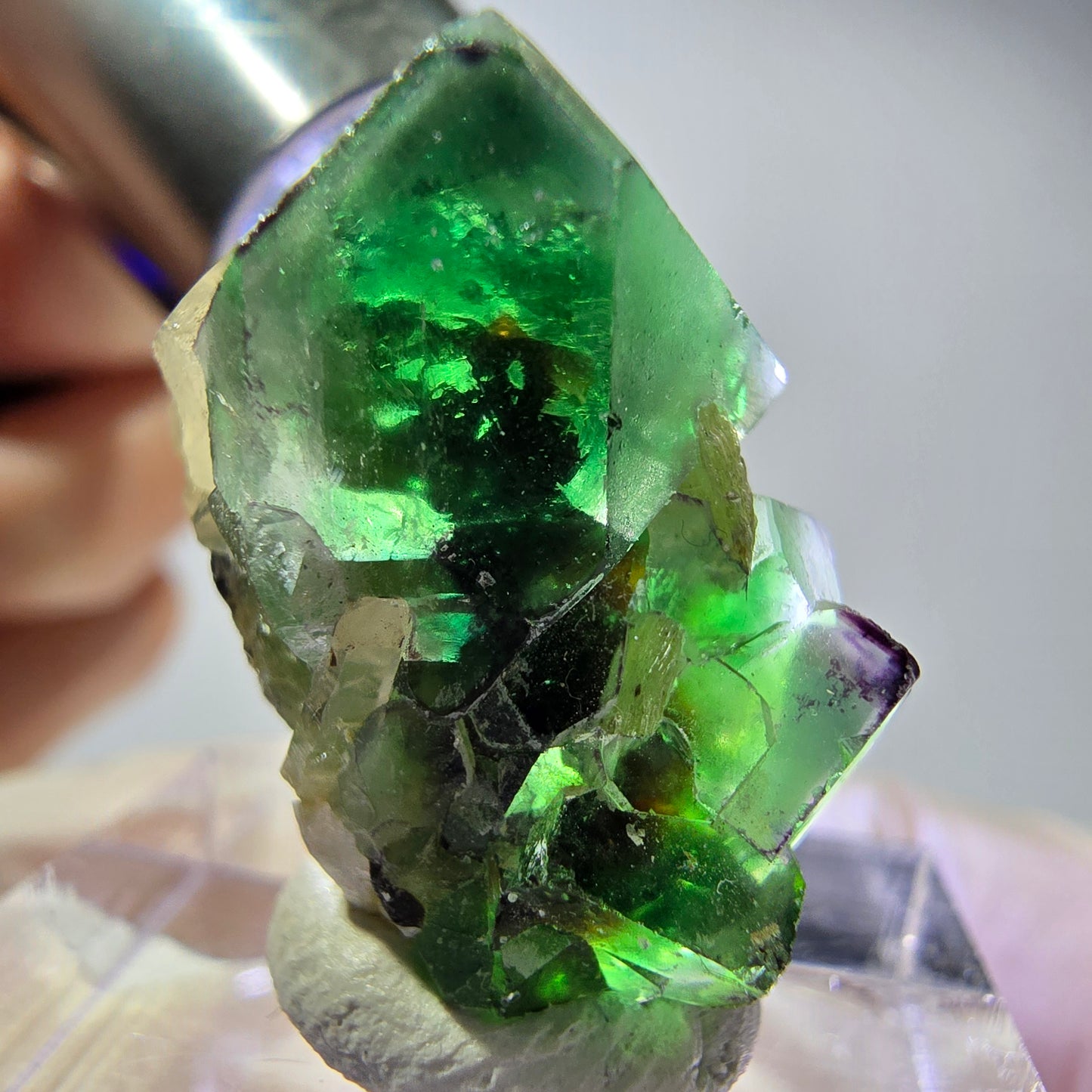 Fluorite fantôme, quartz fumé, hyalite, tourmaline Schörl, muscovite, Erongo, Namibie, 24 x 15 x 16 mm
