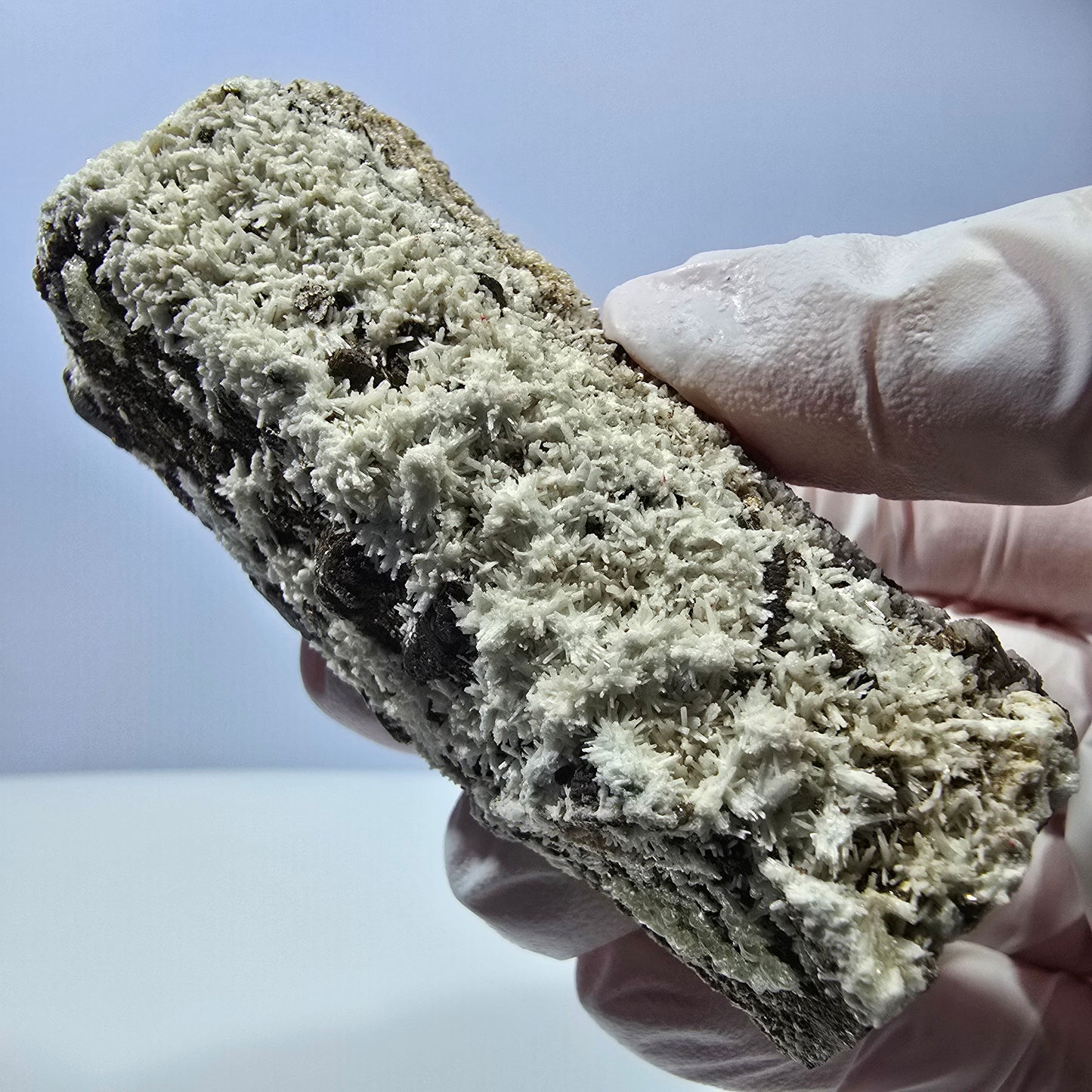Spécimen rare de tourmaline Schorl, d'opale hyalite et d'orthose, Erongo, Namibie, 71 x 31 x 29 mm