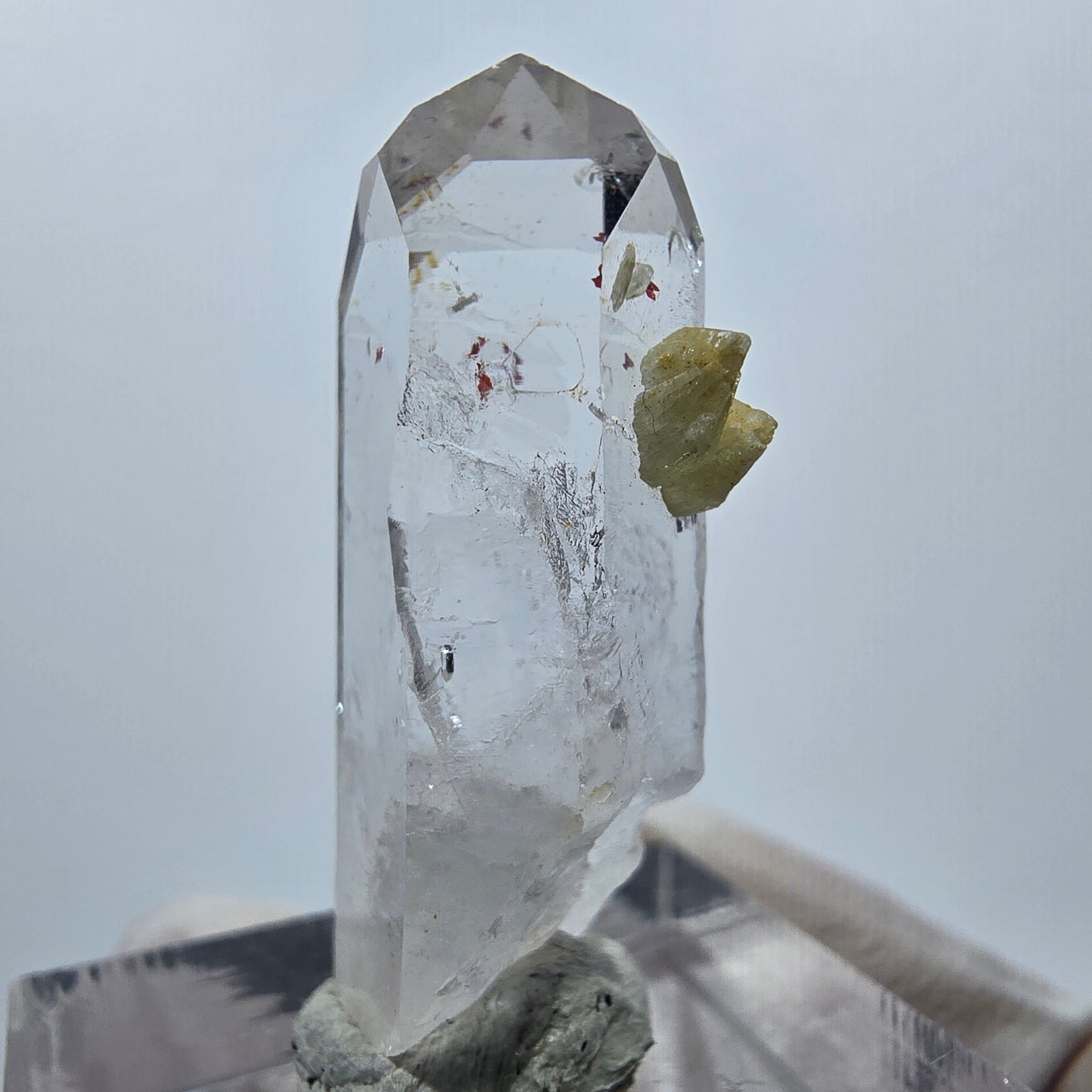 Quartz Harlequin avec préhnite Point Streep Mine, Goboboseb, Namibie 32 x 14 x 11 mm