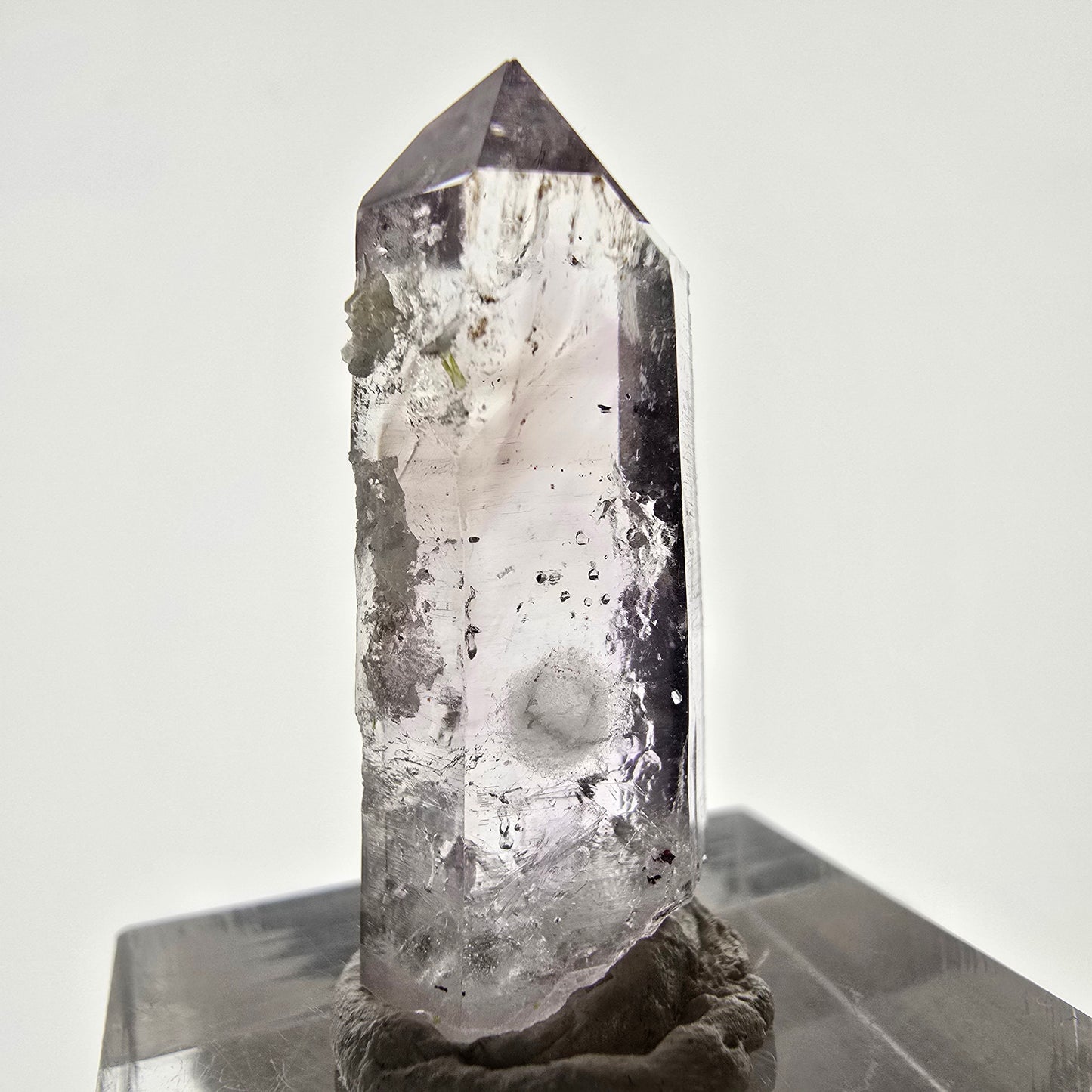 Améthyste fantôme Enhydro, préhnite, 1x Bubble Streep Mine, Namibie 30 x 12 x 8 mm
