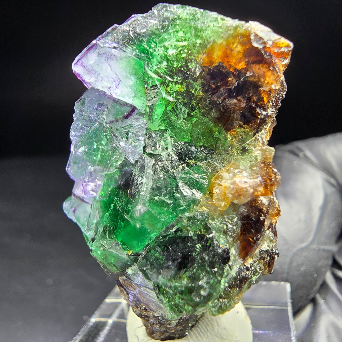 Seltene Phantom Fluorit Würfel Stufe grün braun 37*26*21mm aus Erongo, Namibia