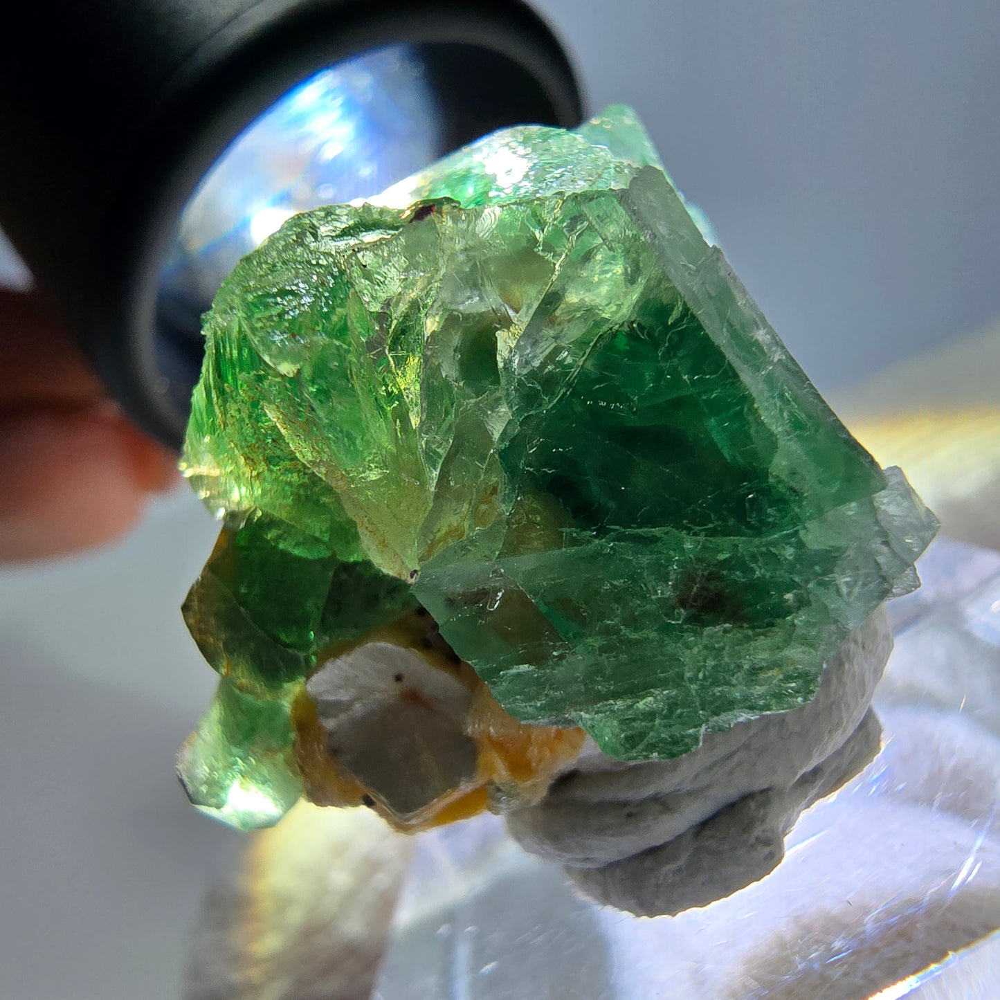 Cube de fluorite fantôme, spécimen de muscovite, Erongo, Namibie, 30 x 23 x 21 mm