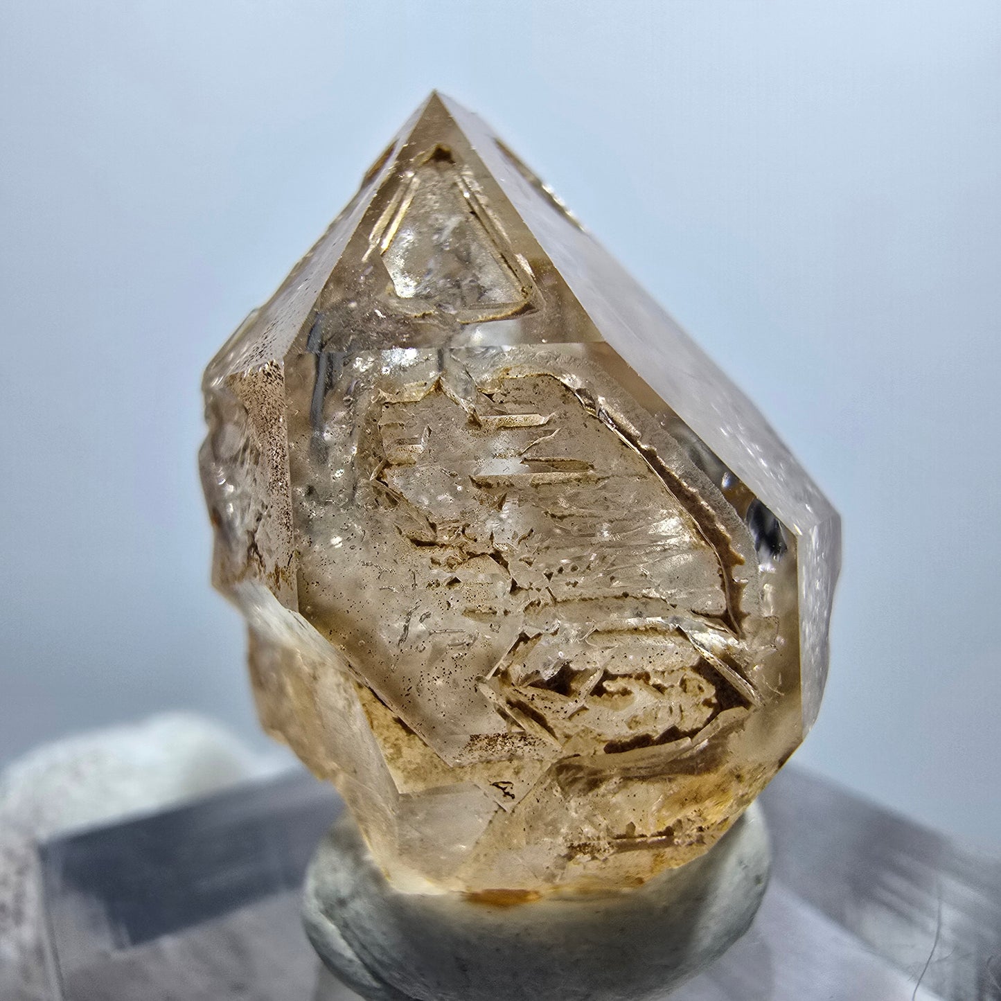 Enhydro Phantom Smoky Quartz Scepter, 1x Bubble Goboboseb, Namibia 25*24*17mm