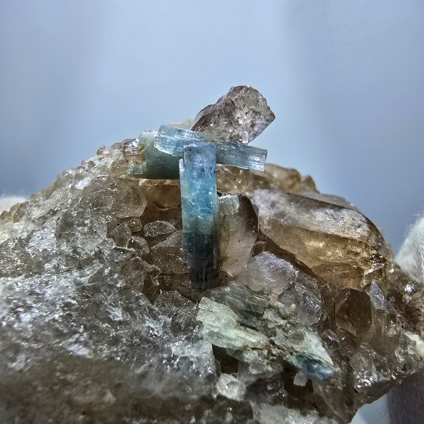 Seltene Aquamarin XX, Rauchquarz Stufe Erongo, Namibia 59*40*33mm