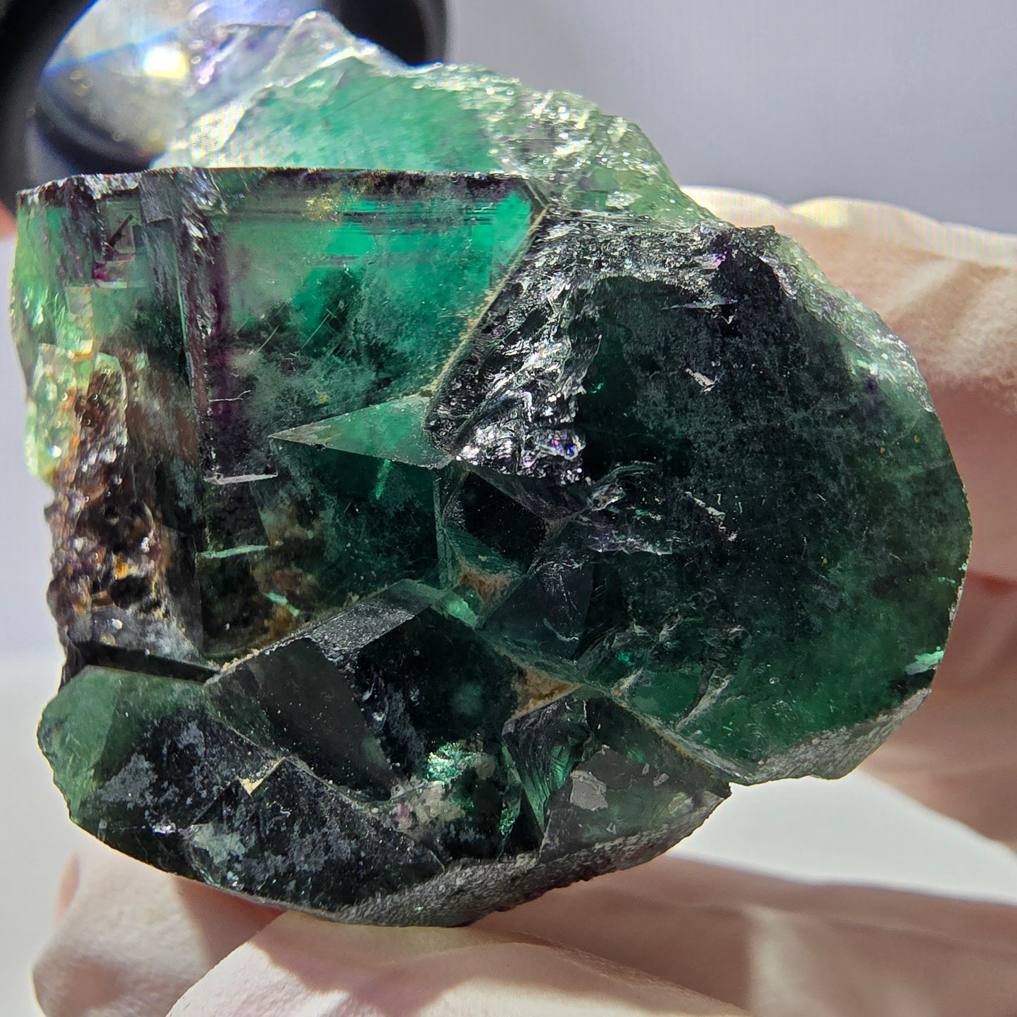Spécimen de cube de fluorite fantôme parqueté vert violet Okorusu, Namibie 46*37*25 mm