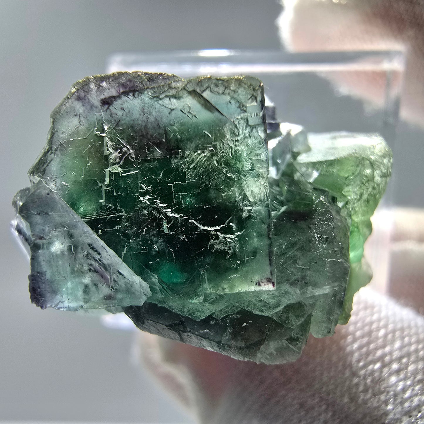 Seltene Phantom Fluorit Würfel Stufe grün Erongo, Namibia 25*22*15mm Sammlung