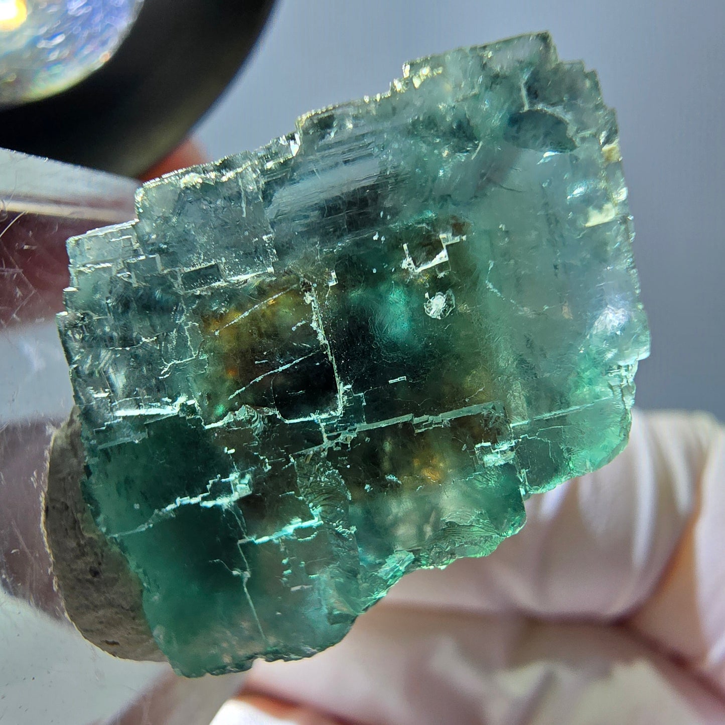 Phantom Fluorit Würfel Stufe, grün parkettiert Okorusu, Namibia 21*20*17mm