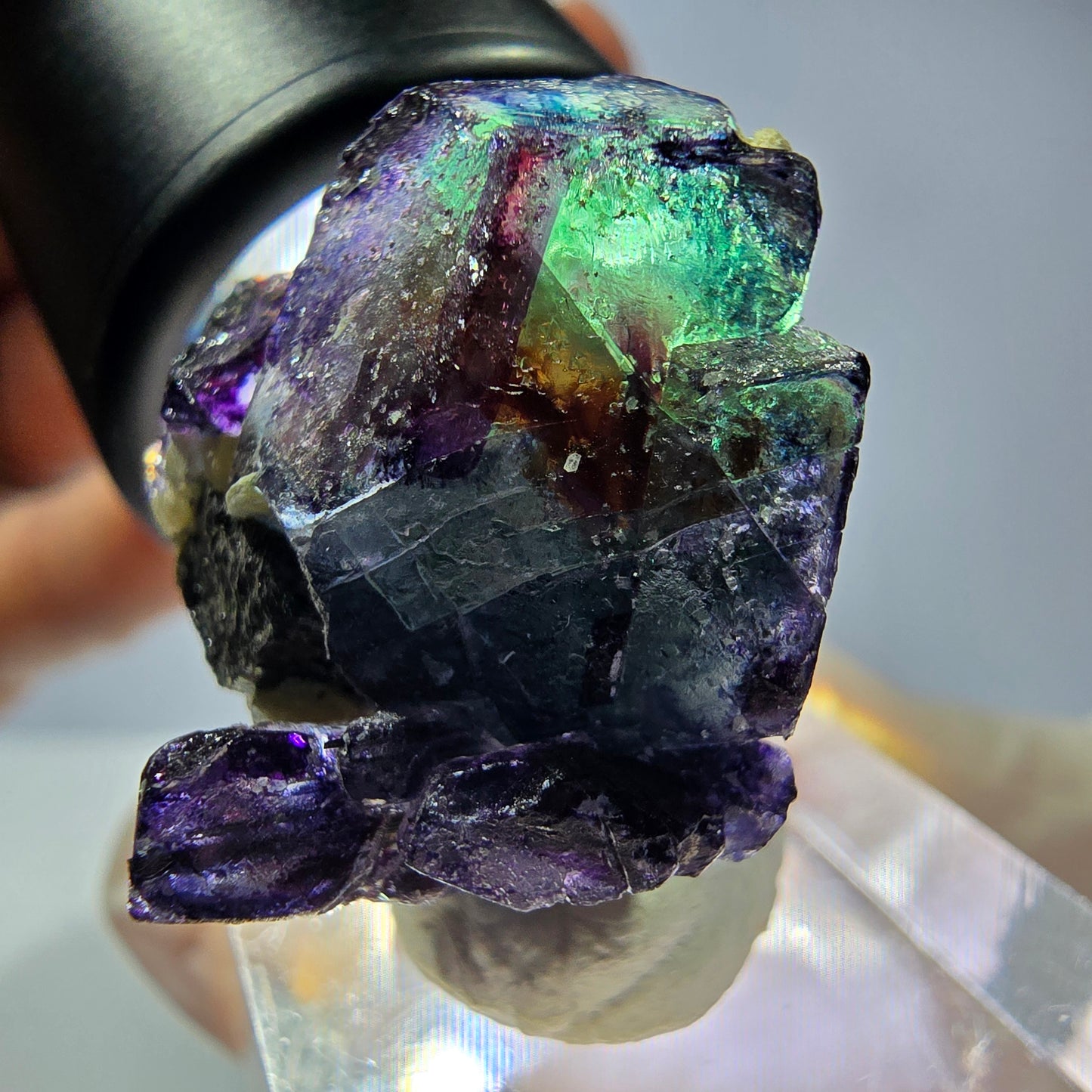 Cubes de fluorite fantôme colorés hexagonaux, tourmaline Schorl Erongo, Namibie 27 x 25 x 20 mm