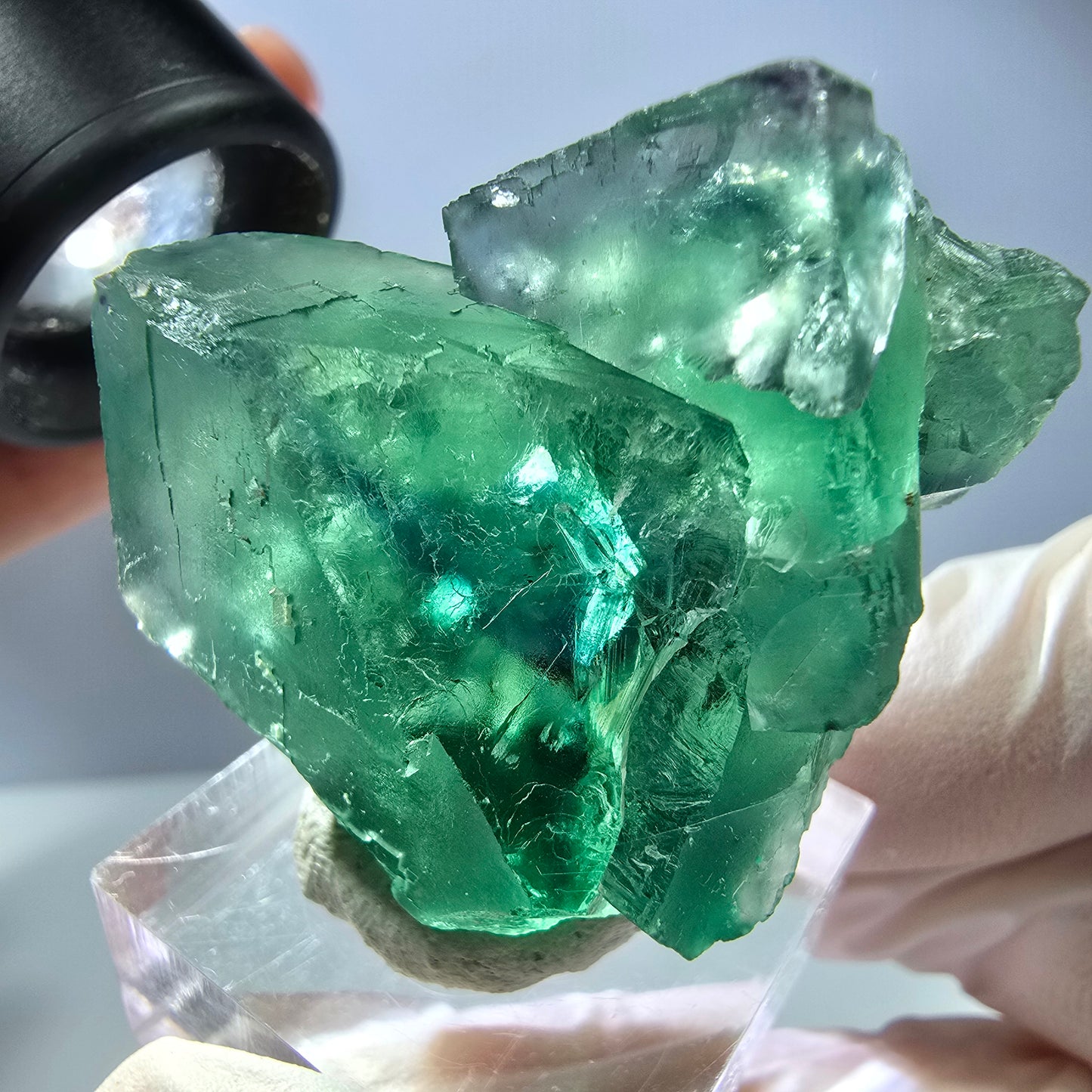 Seltene Phantom Fluorit Würfel Stufe, grün Okorusu, Namibia 40*28*20mm