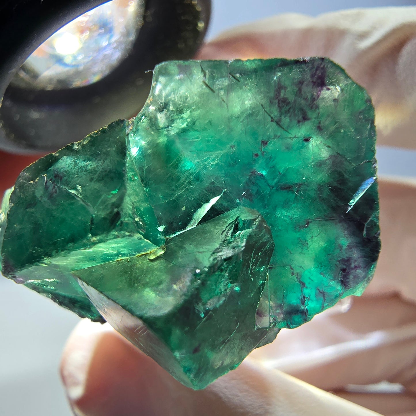 Phantom Fluorit Würfel Stufe, parkettiert grün lila Okorusu, Namibia 31*30*20mm