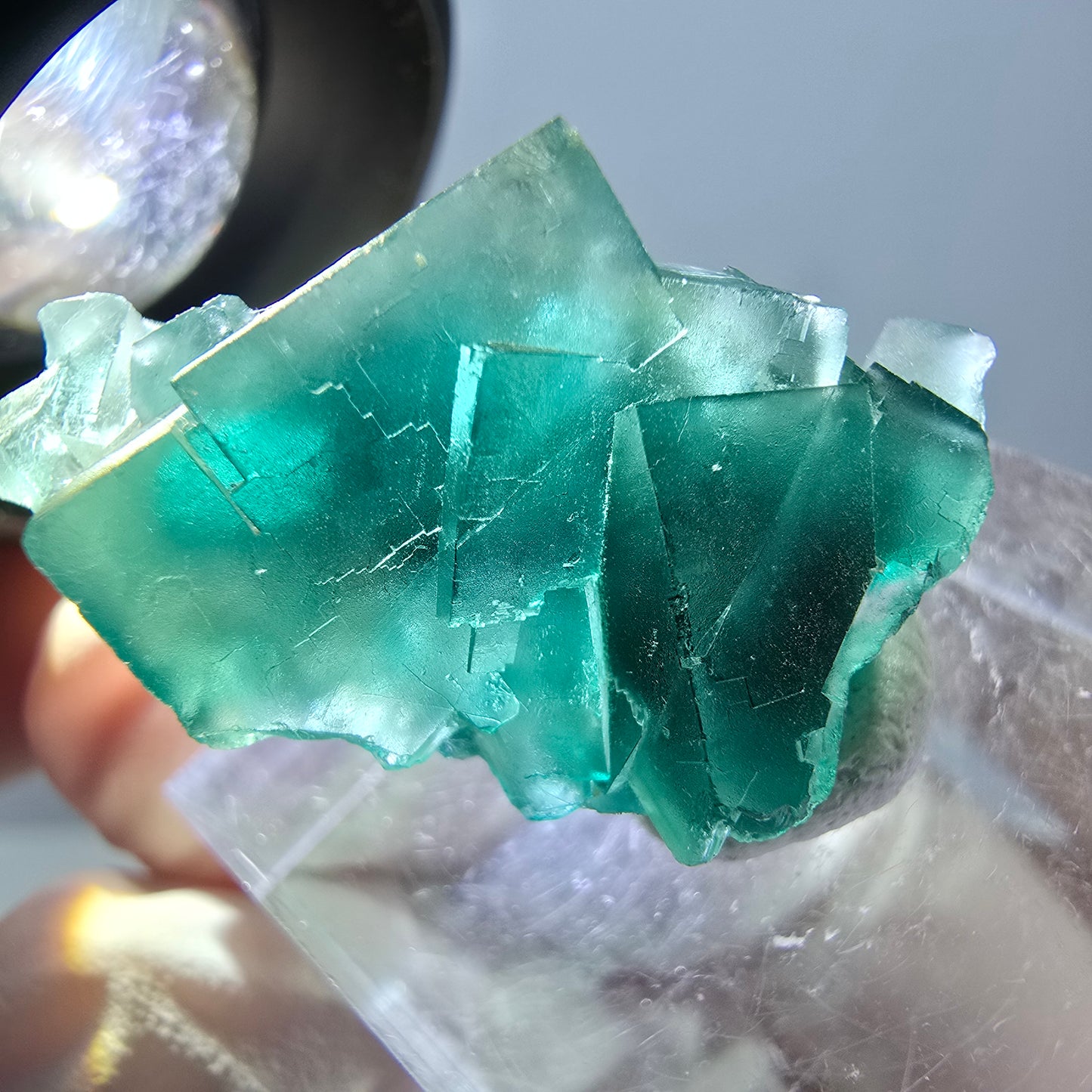 Phantom Fluorit Würfel Stufe, grün parkettiert Okorusu, Namibia 30*18*14mm