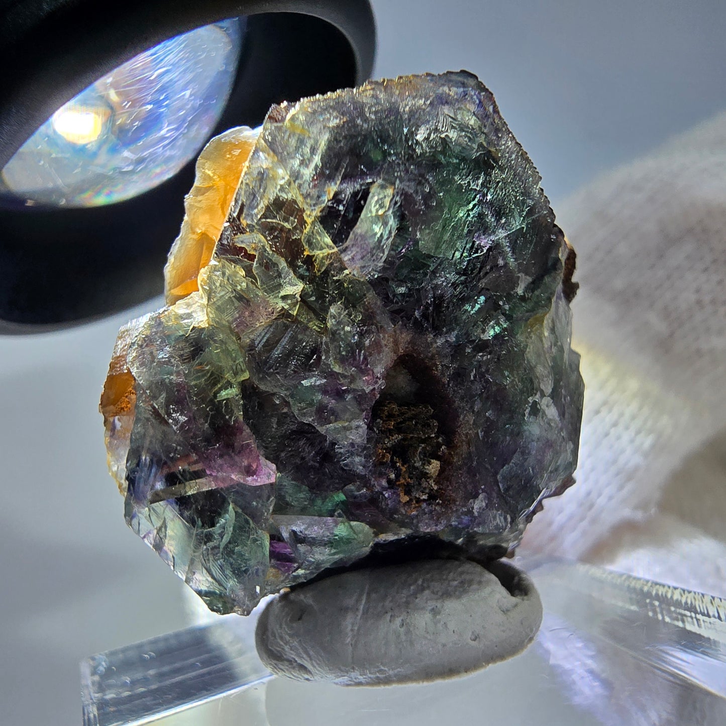 Spécimen de fluorite fantôme et d'hématite, Erongo, Namibie, 28 x 26 x 15 mm