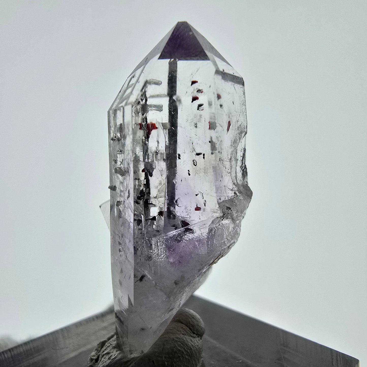 Améthyste fantôme Harlequin, spécimen de préhnite, mine Streep, Namibie, 34 x 18 x 14 mm