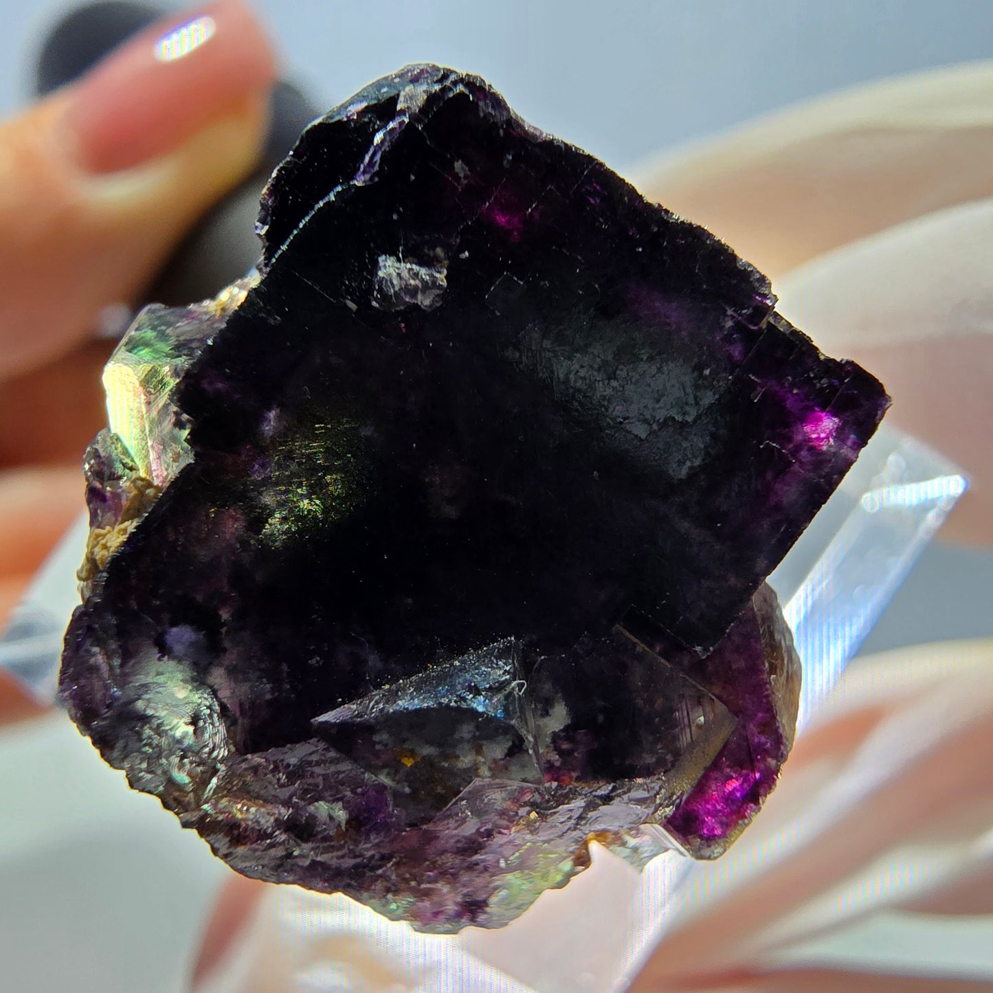 Phantom Fluorit Würfel Stufe, grün lila Okorusu, Namibia 21*20*19mm