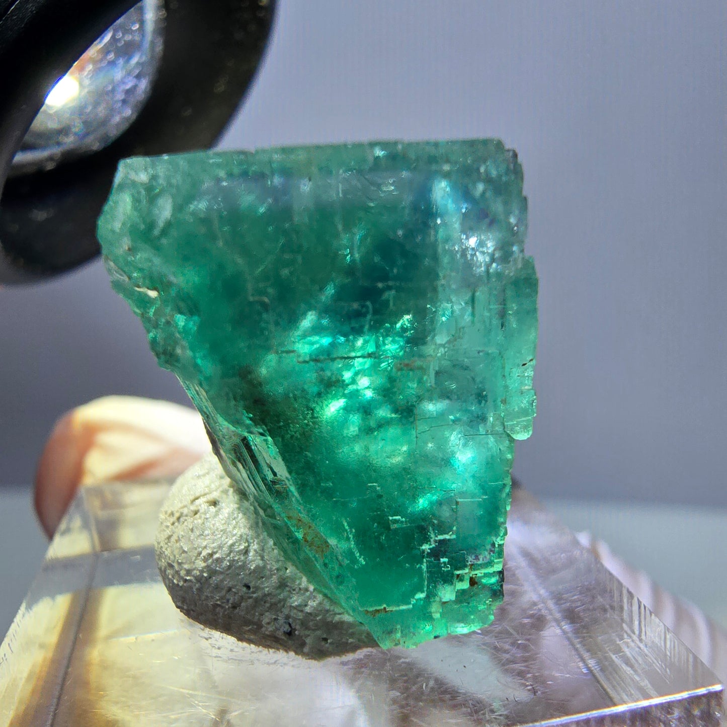 Spécimen de cube de fluorite fantôme, parquet vert Okorusu, Namibie 22 x 21 x 16 mm