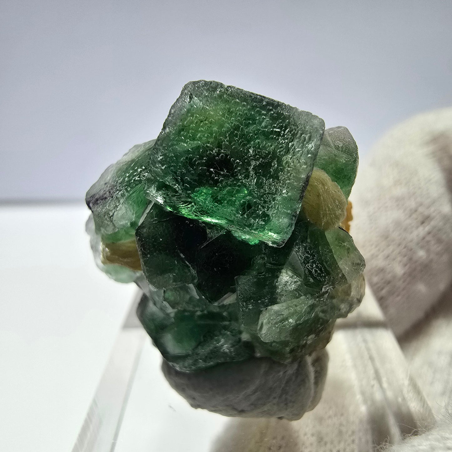 Cube de fluorite fantôme, spécimen de muscovite, Erongo, Namibie, 27 x 25 x 19 mm