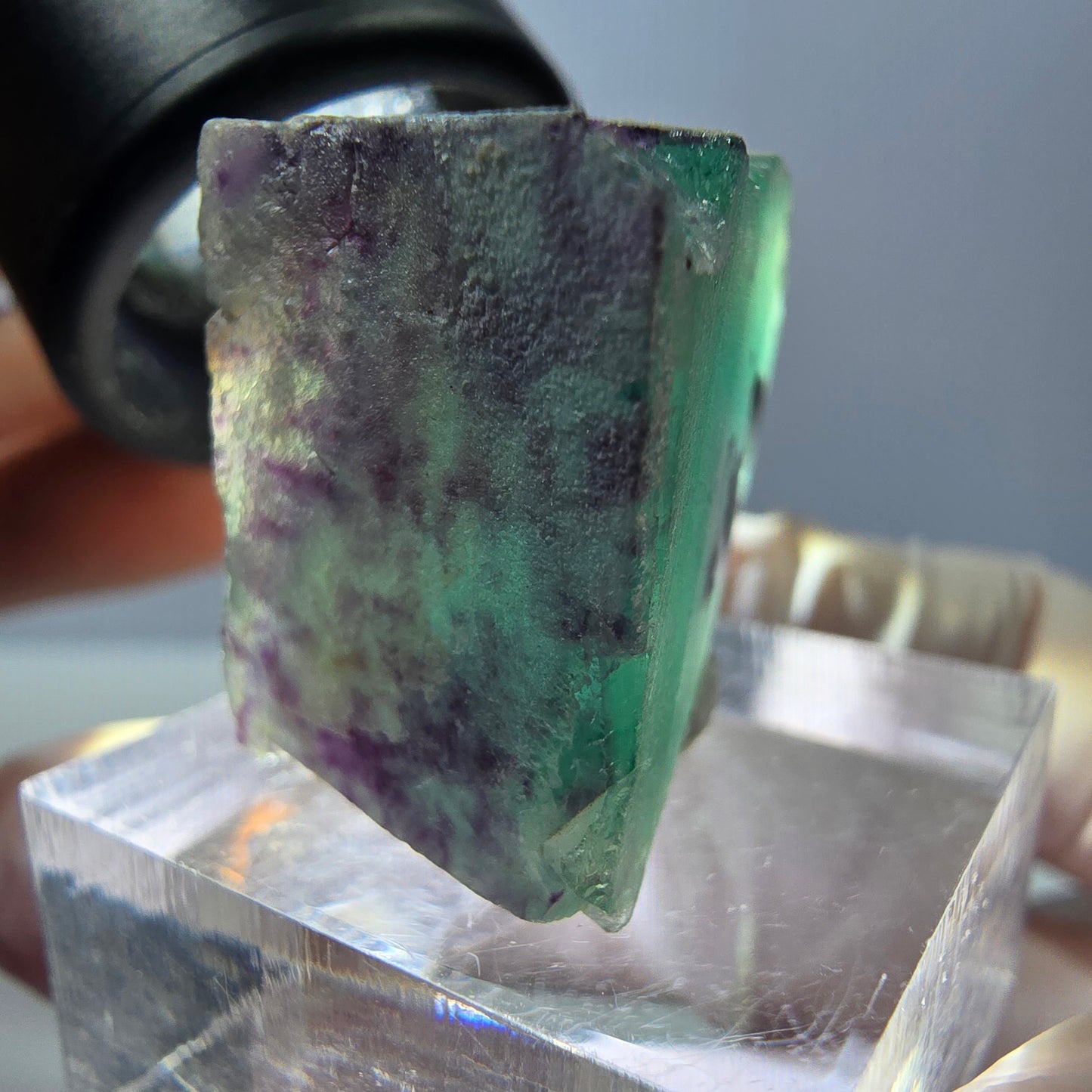 Phantom Fluorit Würfel Stufe, grün lila Okorusu, Namibia 25*21*16mm