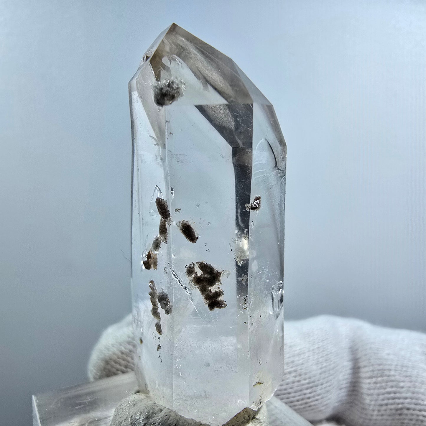 Enhydro Phantom Smoky Quartz Scepter with Calcite Valentine Pocket Goboboseb Namibia 47*22*14mm