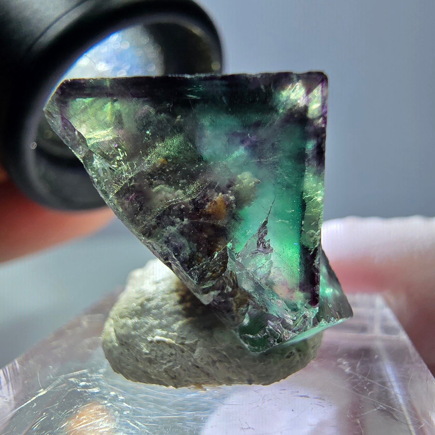 Phantom Fluorit Würfel parkettiert, grün lila Okorusu, Namibia 19*18*17mm