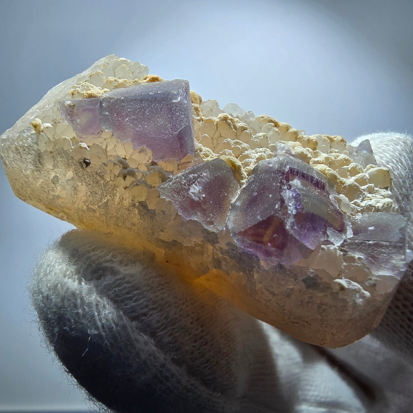 Cube de fluorite fantôme, spécimen de quartz vert violet, Omehane, Namibie, 46 x 25 x 20 mm