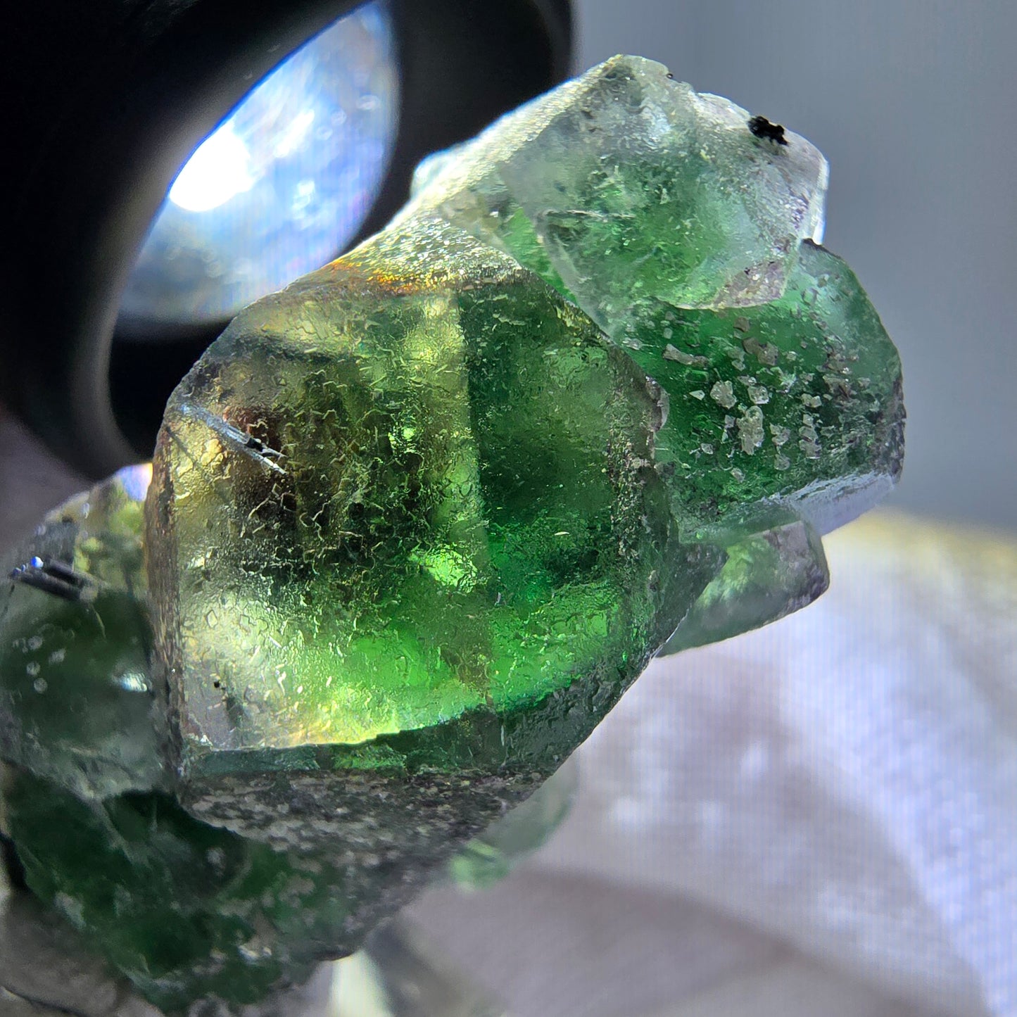 Phantom Fluorit, Schörl Turmalin, Muskovit Stufe Erongo, Namibia 35*20*20mm