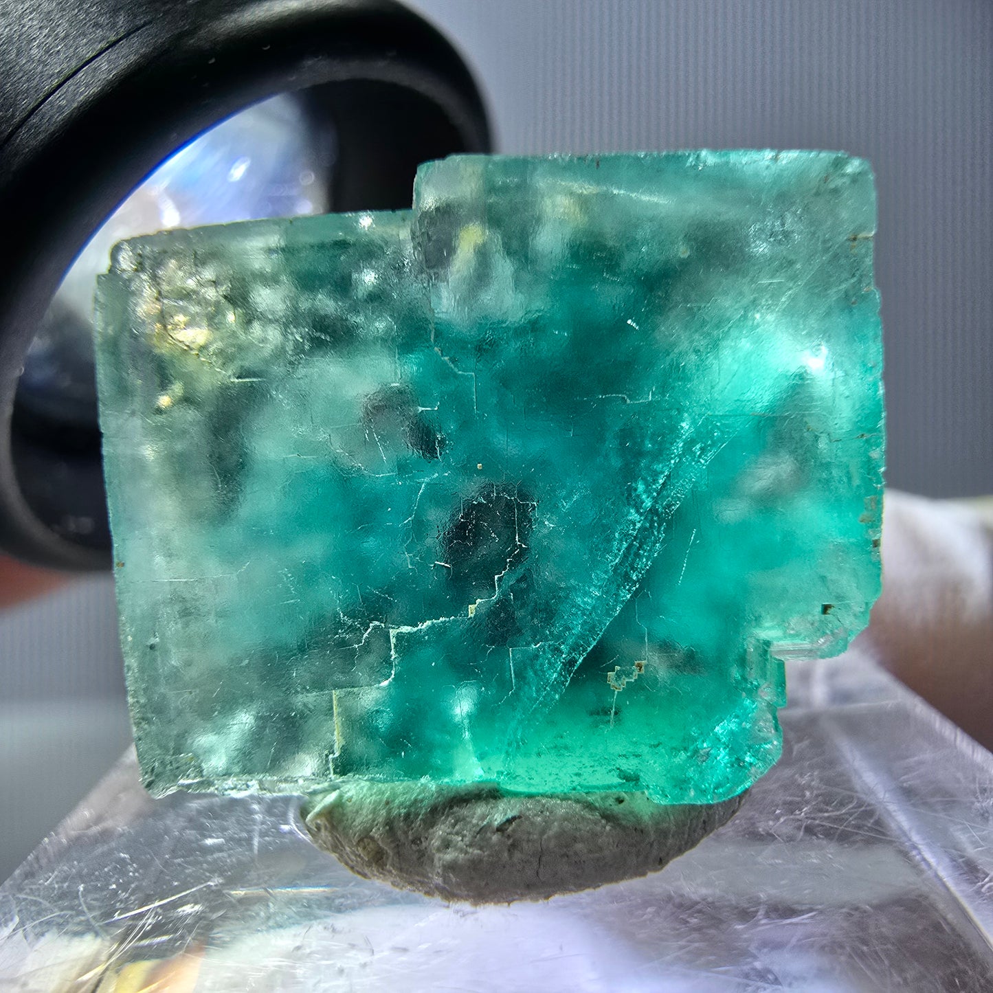 Klarer Phantom Fluorit Würfel parkettiert, grün Okorusu, Namibia 19*16*14mm