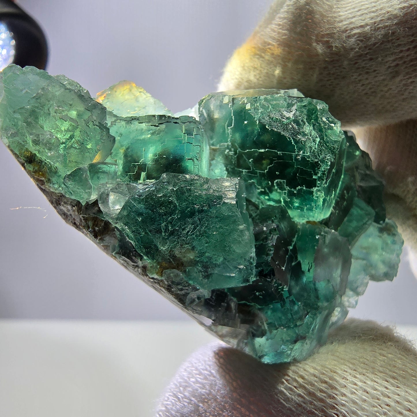 Rare spécimen de cube de fluorite fantôme, parqueté vert Okorusu, Namibie, 62 x 39 x 19 mm