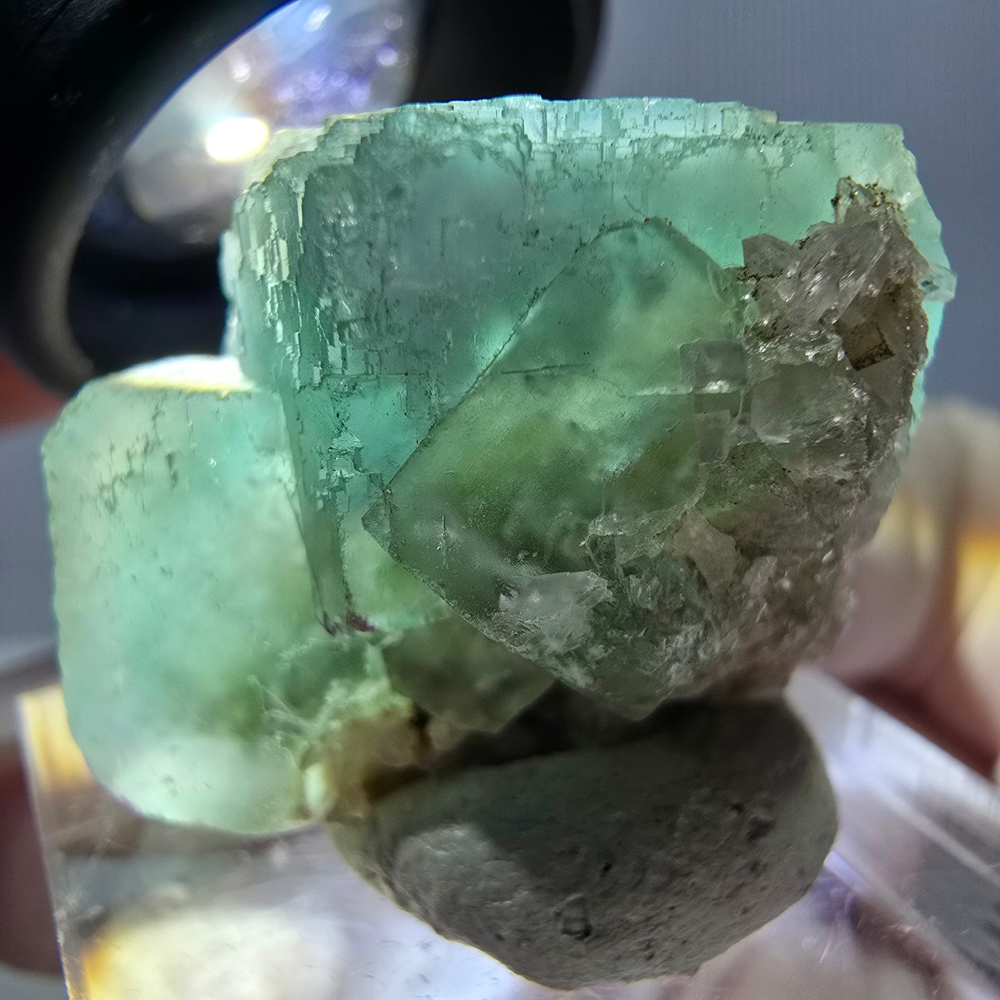 Phantom Fluorit Würfel Stufe, grün parkettiert Okorusu, Namibia 23*23*22mm