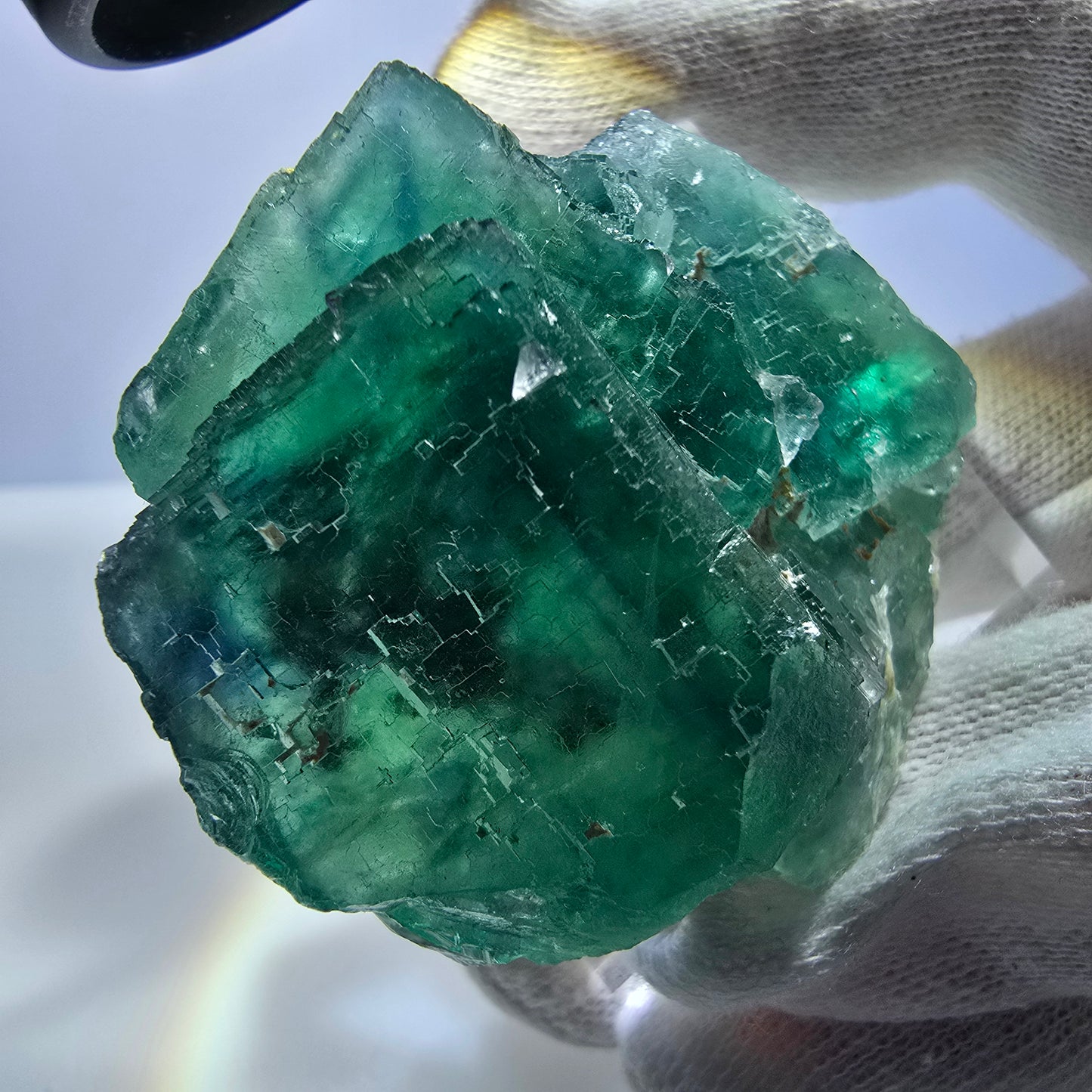Phantom Fluorit Würfel Stufe, parkettiert grün lila Okorusu, Namibia 59*51*27mm