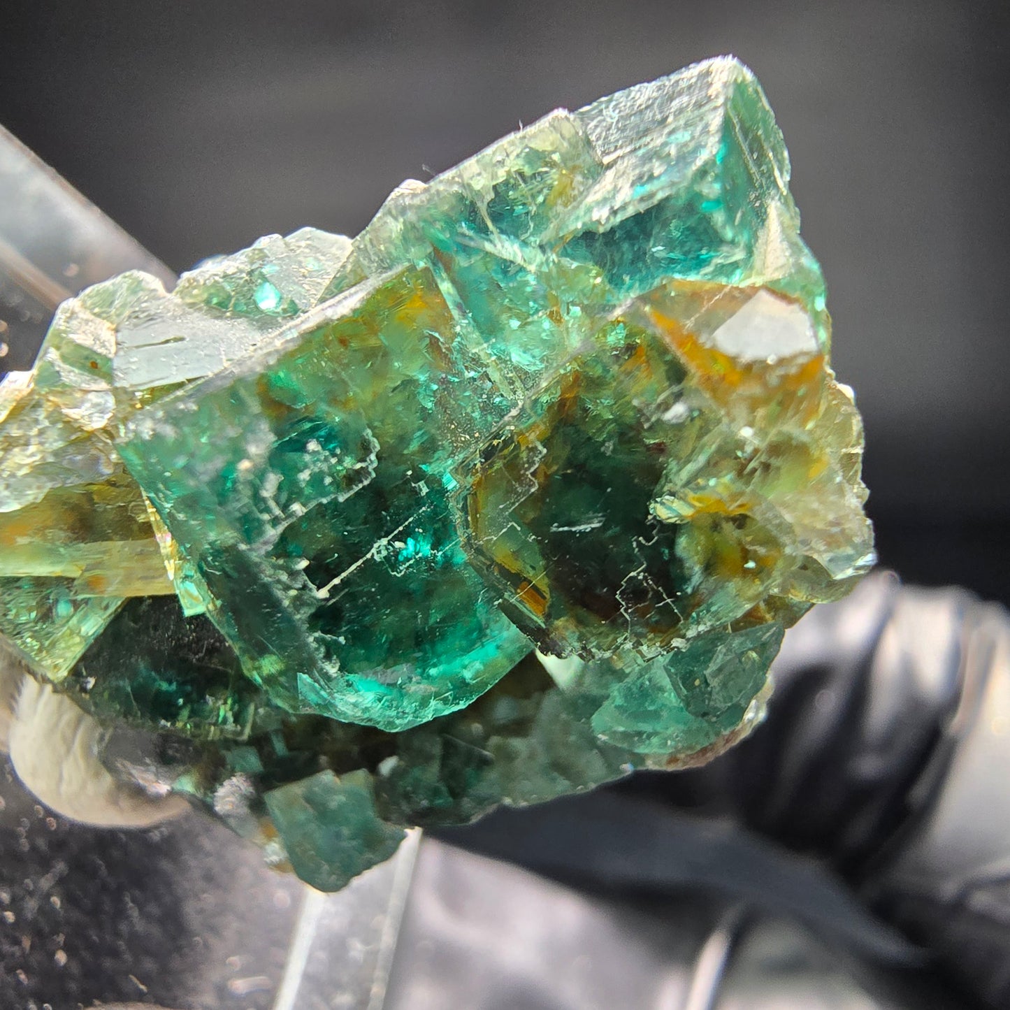 Seltene klare Phantom Fluorit Würfel Stufe grün Okorusu, Namibia 25*18*17mm