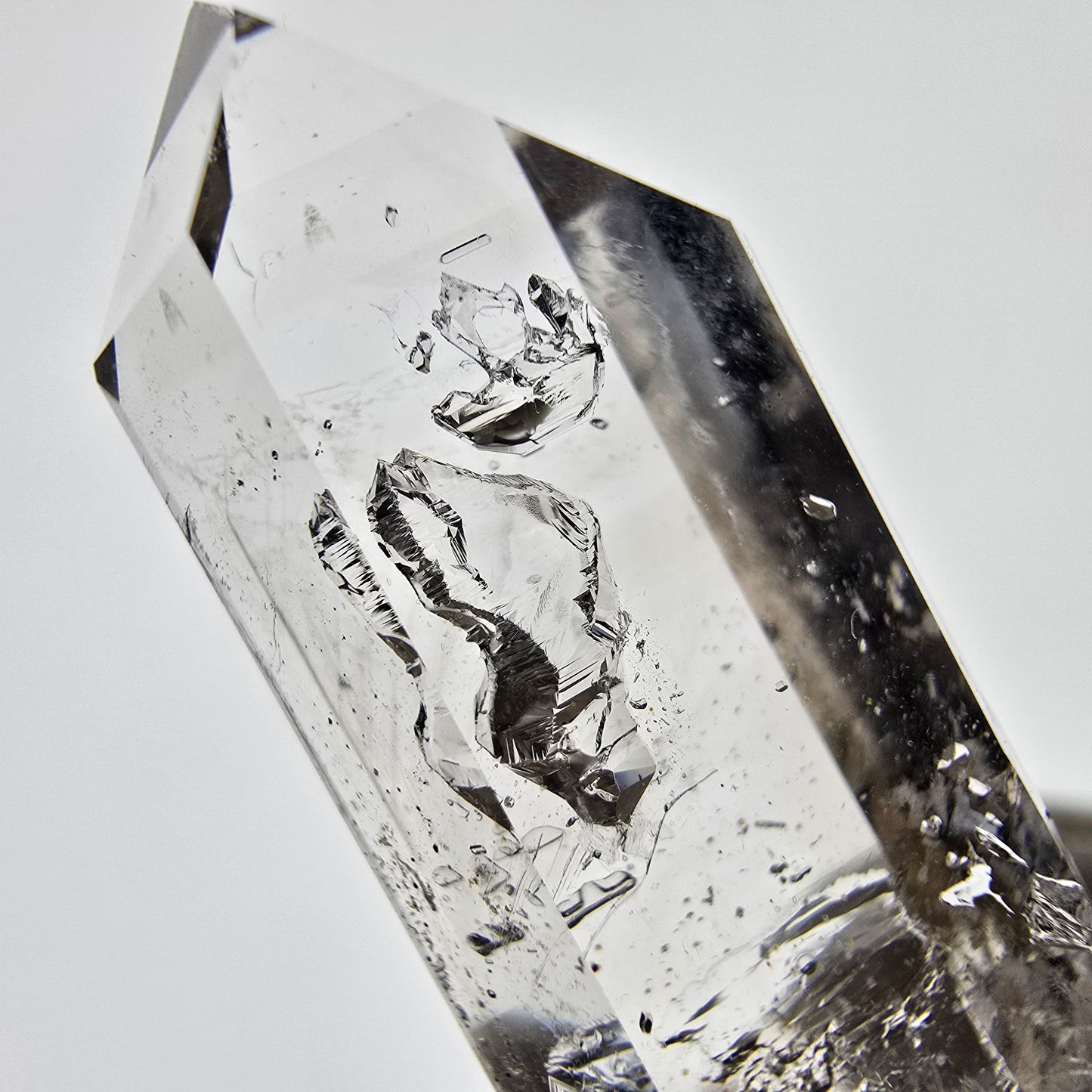 Sceptre squelette en quartz fumé Enhydro, 2 pochettes à bulles Saint-Valentin, Namibie 41 x 14 x 9 mm